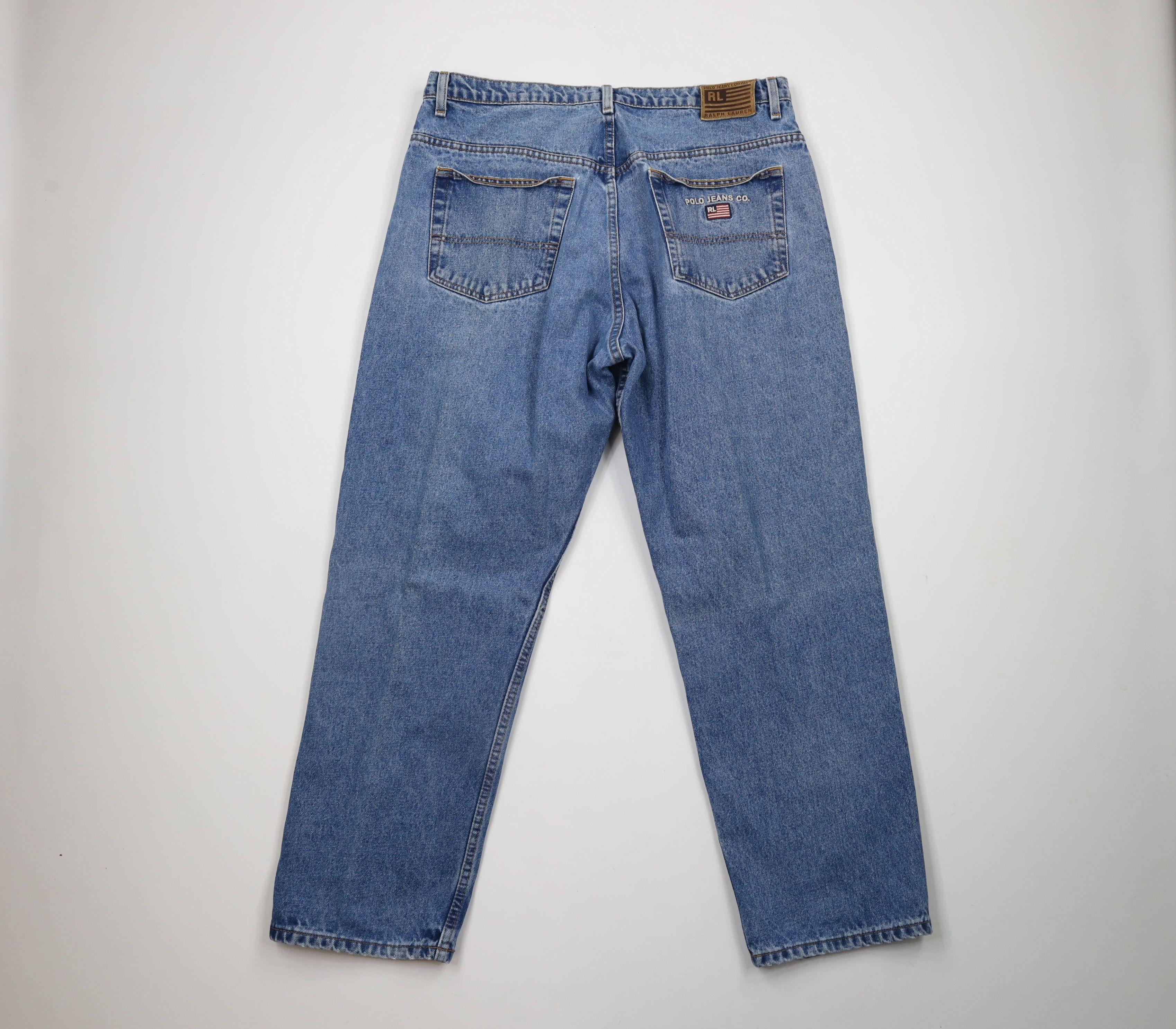 Ralph Lauren × Vintage Vintage 90s Ralph Lauren Out Relaxed Fit Denim Jeans Blue Size US 38 / EU 54 - 8 Thumbnail