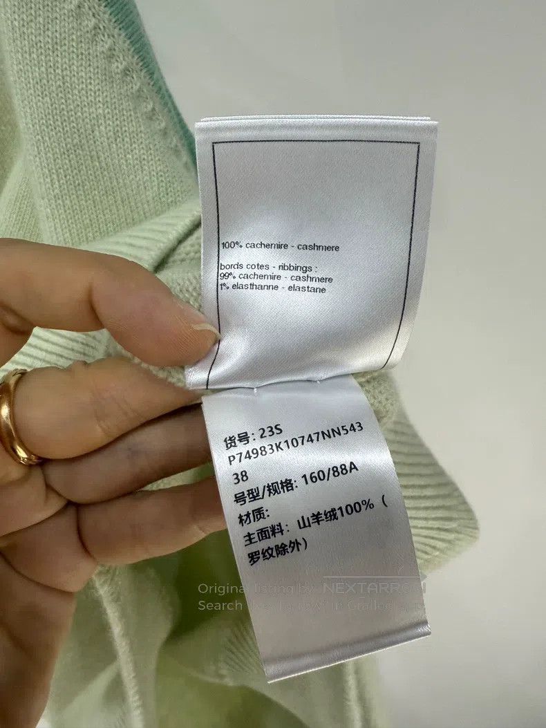 Chanel Chanel 23S Green off-the-shoulder long-sleeved knitwear Size XS / US 0-2 / IT 36-38 - 6 Thumbnail