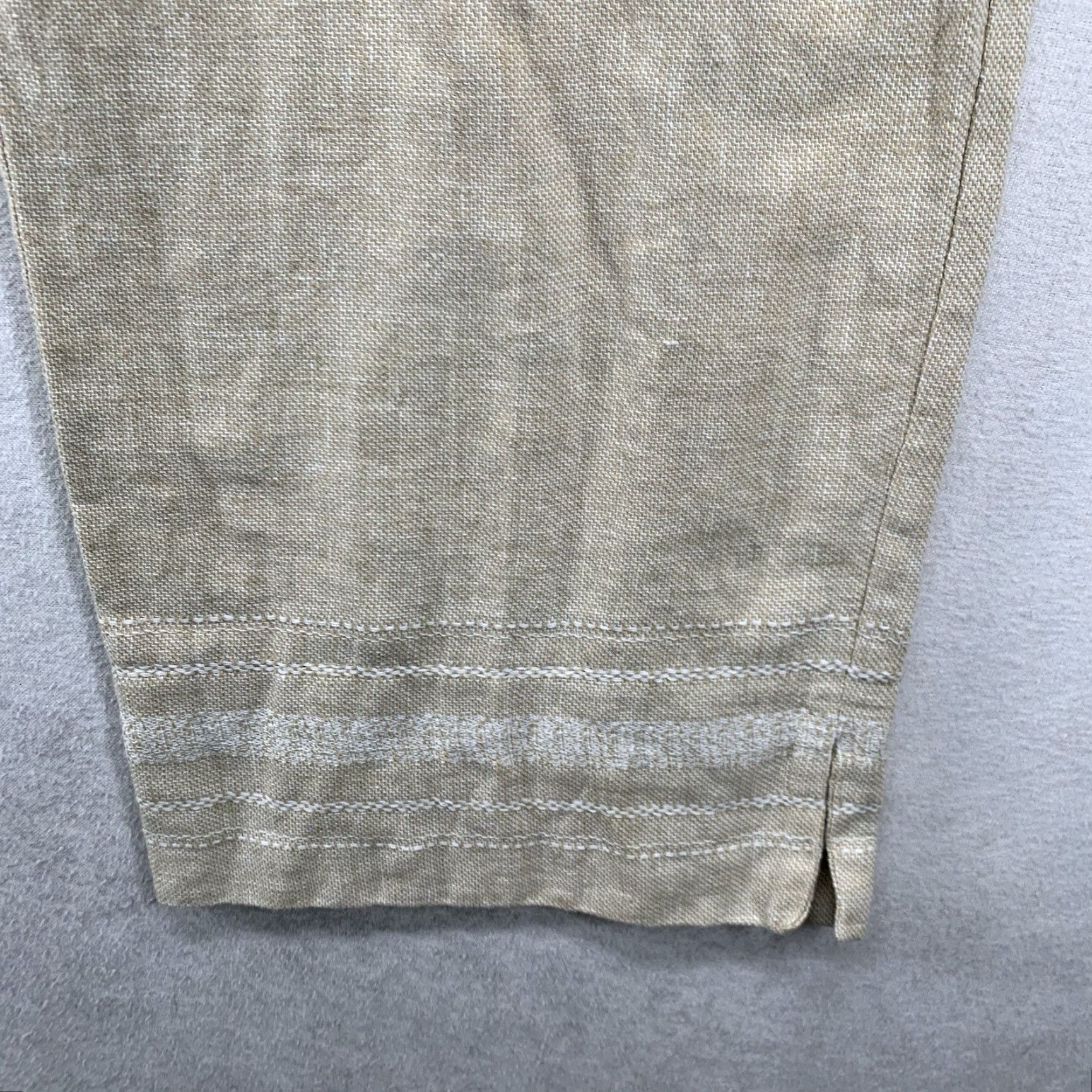 Vintage Vintage Women's Linen Cotton Blend Crop Pants PXL High-Waist Elastic Beige Summer Spring Casual Size 40" / US 18 - 6 Thumbnail
