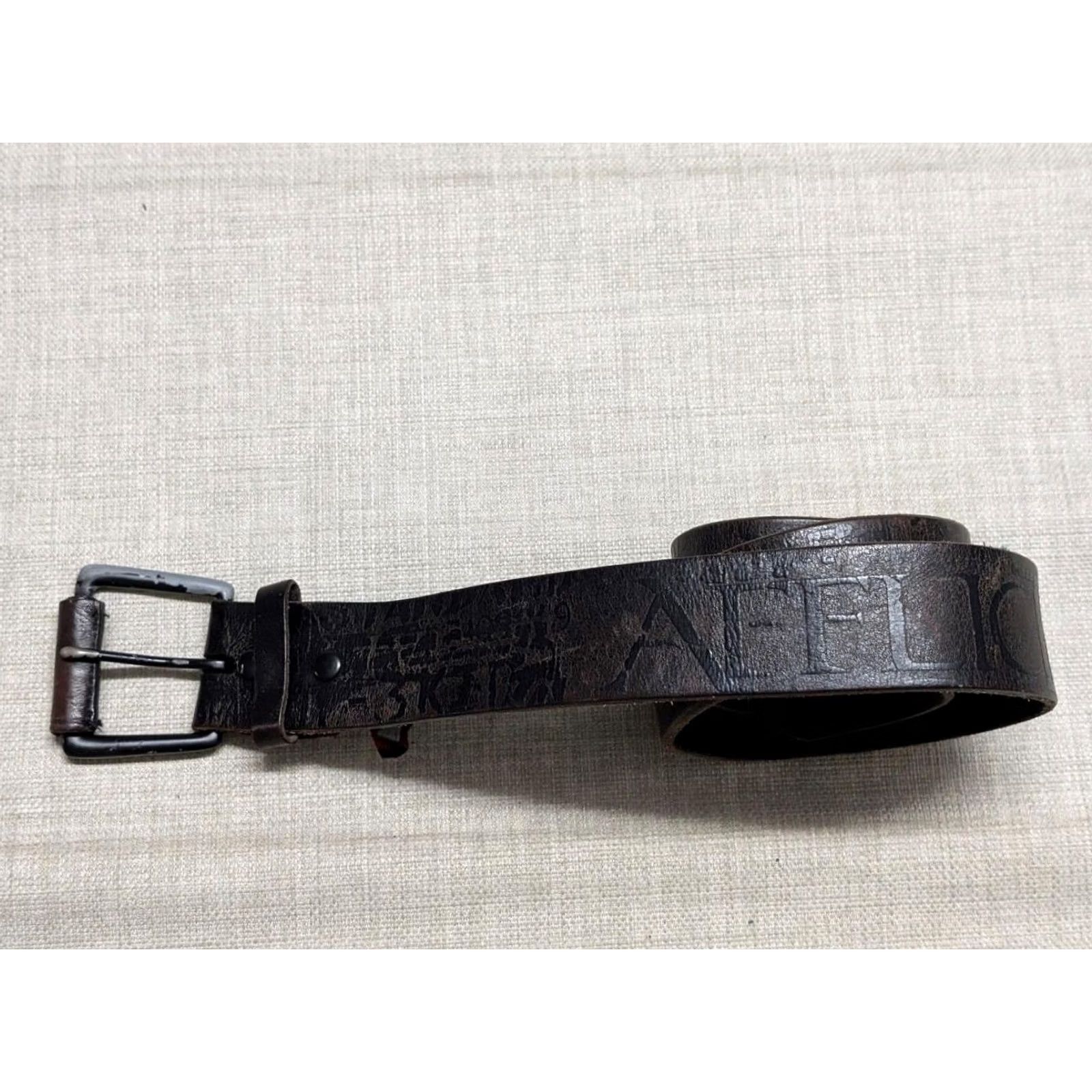Affliction VINTAGE Affliction belt Western Belt XL 42 Cowhide brown leather Spellout buckle 1-5/8" XS? Size 42 - 3 Thumbnail