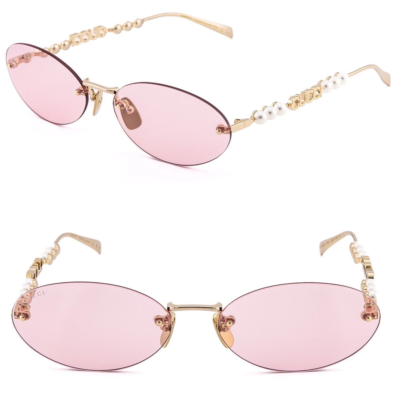 Gucci GUCCI GG1922S Gold Pink 1922 GG Pearl Fashion Sunglasses 004 Size ONE SIZE - 1 Thumbnail