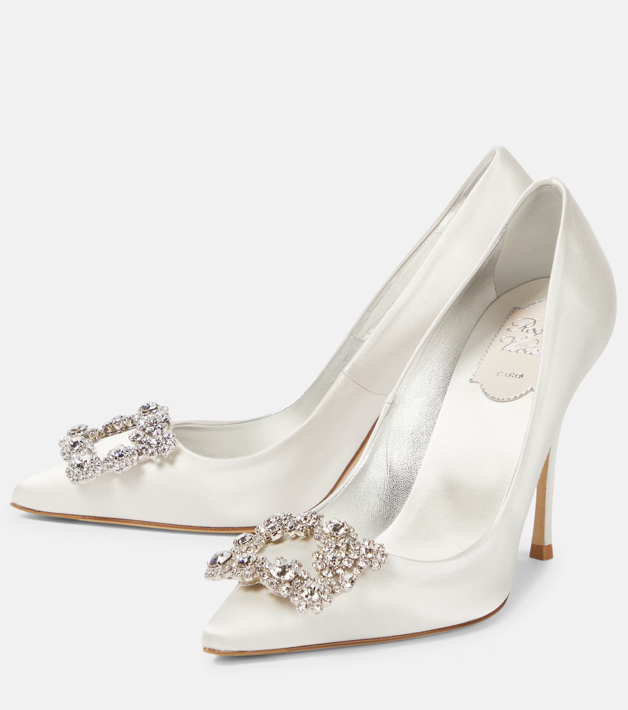 Roger Vivier o1s22i1n0824 Satin Decollete Flower Pumps in White Size US 9 / IT 39 - 3 Thumbnail
