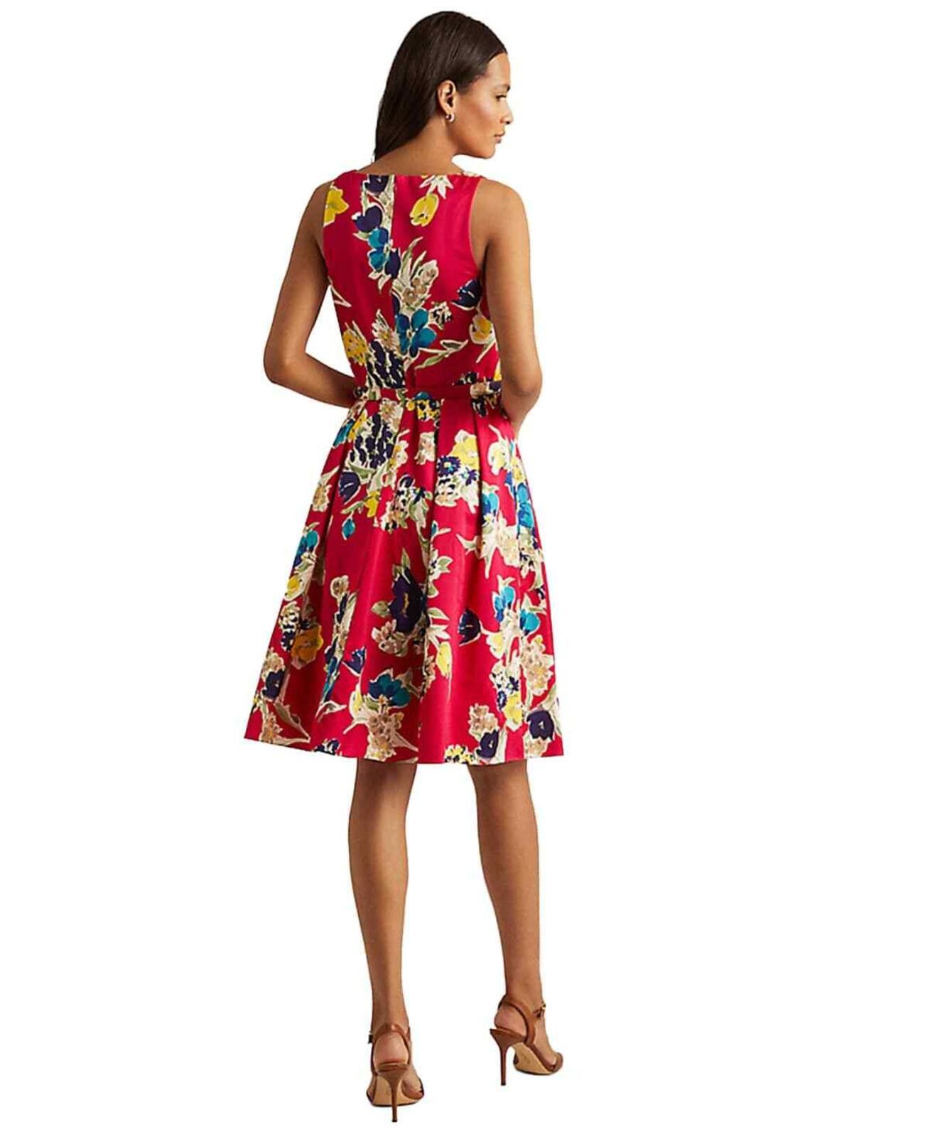 Lauren Ralph Lauren Lauren Ralph Lauren Pink Floral Print Belted Cocktail Dress Size M / US 6-8 / IT 42-44 - 2 Thumbnail