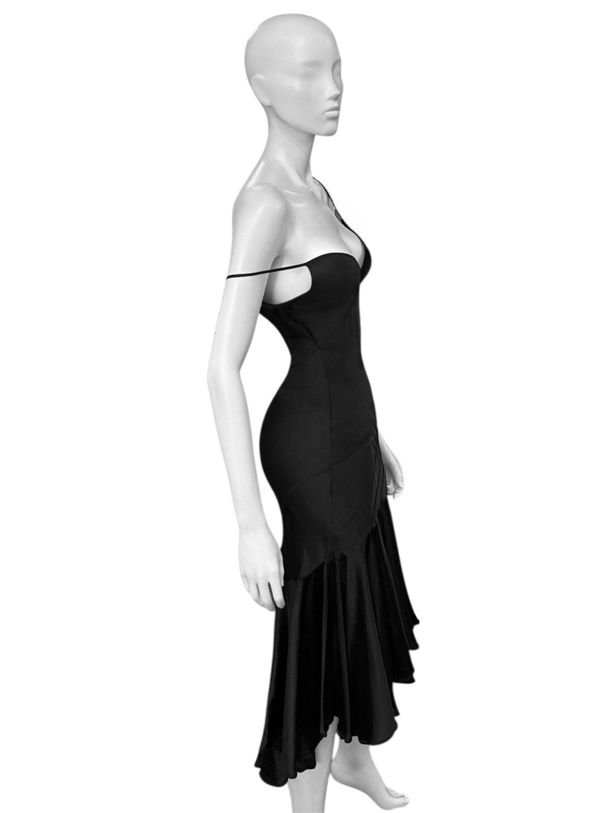 Roberto Cavalli Roberto Cavalli Runway Silk Black Asymmetrical Dress Size S / US 4 / IT 40 - 2 Thumbnail