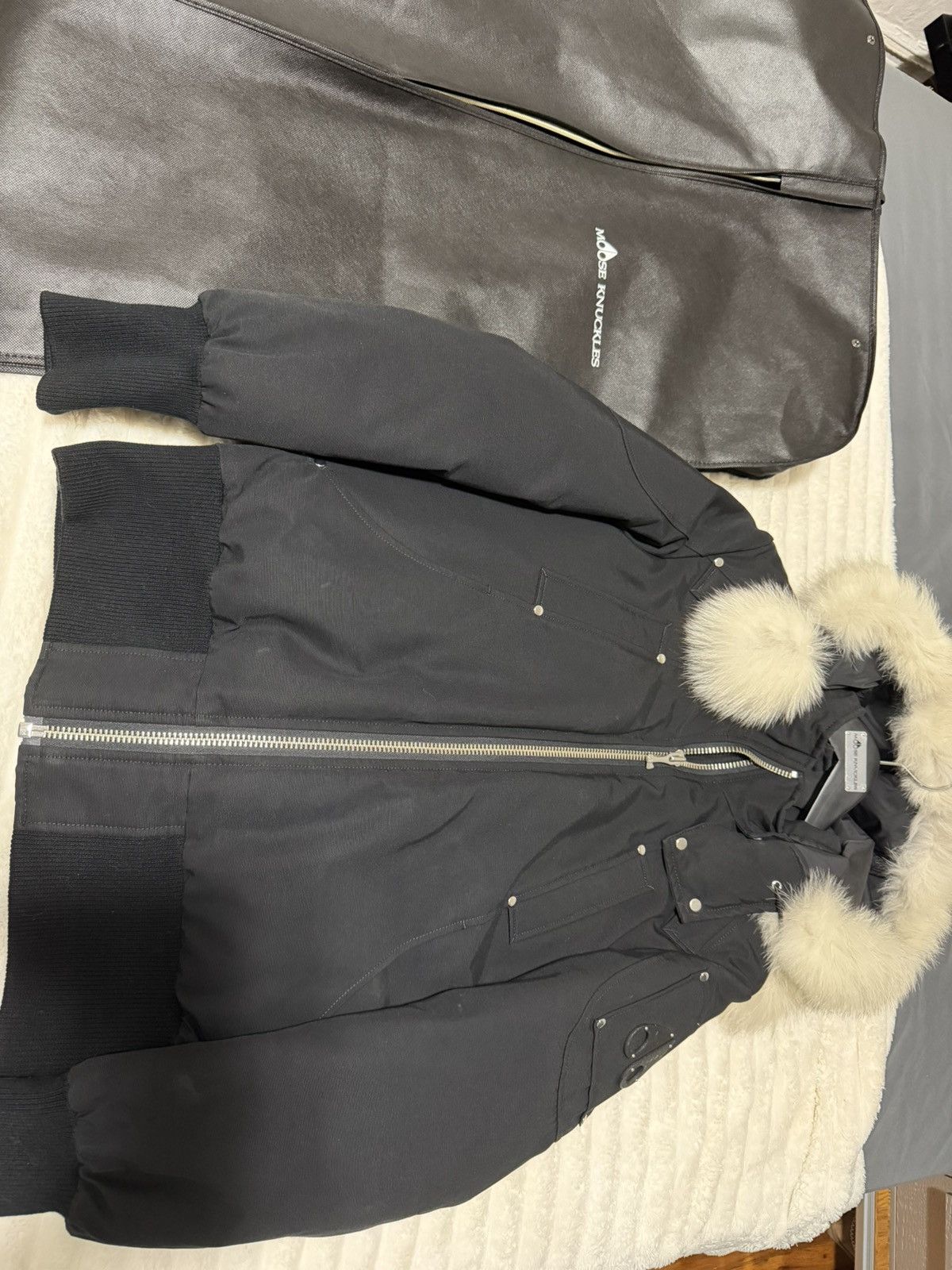Moose Knuckles Moose Knuckles Black Bomber Jacket Size L / US 10 / IT 46 - 4 Thumbnail
