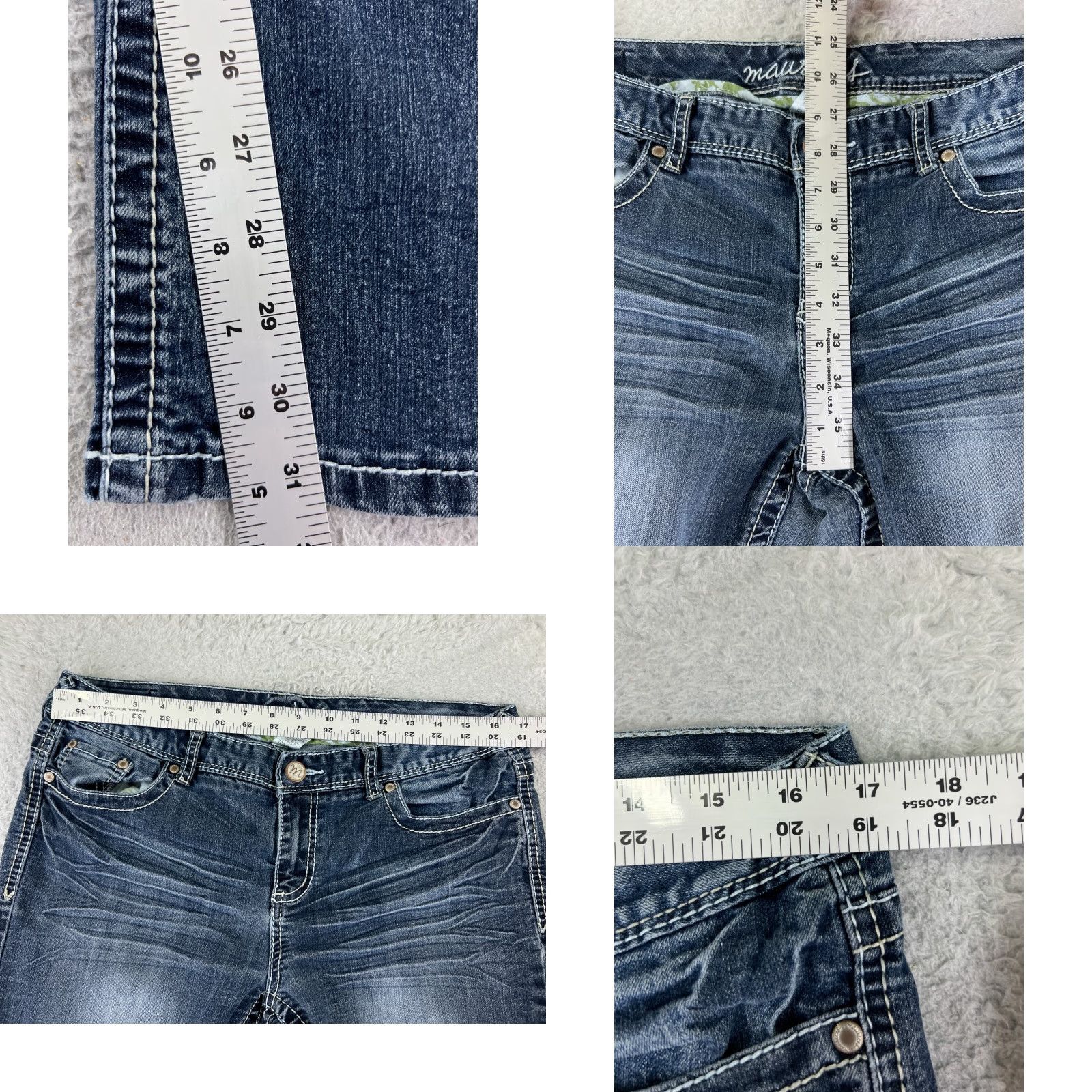 Vintage Maurices Jeans Womens 32x31 Blue Denim Bootcut Embroidered Cotton Blend Regular Inseam 31 5-Pocket Design Vintage No N/A Size 32" / US 10 / IT 46 - 8 Thumbnail