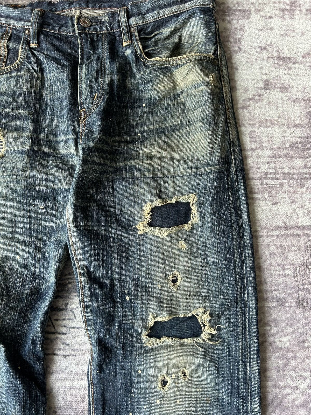 If Six Was Nine Punk Distressed Rockstar Edwin Jeans Size US 32 / EU 48 - 7 Thumbnail