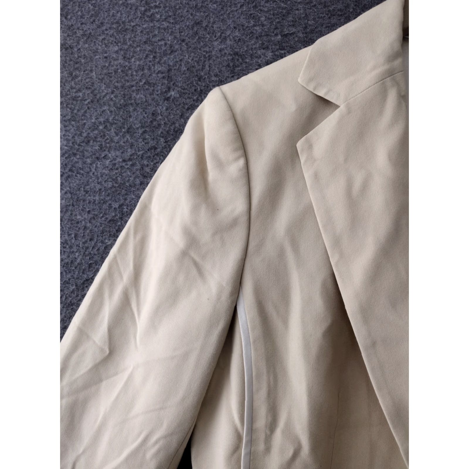 Vintage TESORI Women's Blazer One-Button Western Style Size 8 Beige White Trimmed Shirt Jacket? Size M / US 6-8 / IT 42-44 - 7 Thumbnail