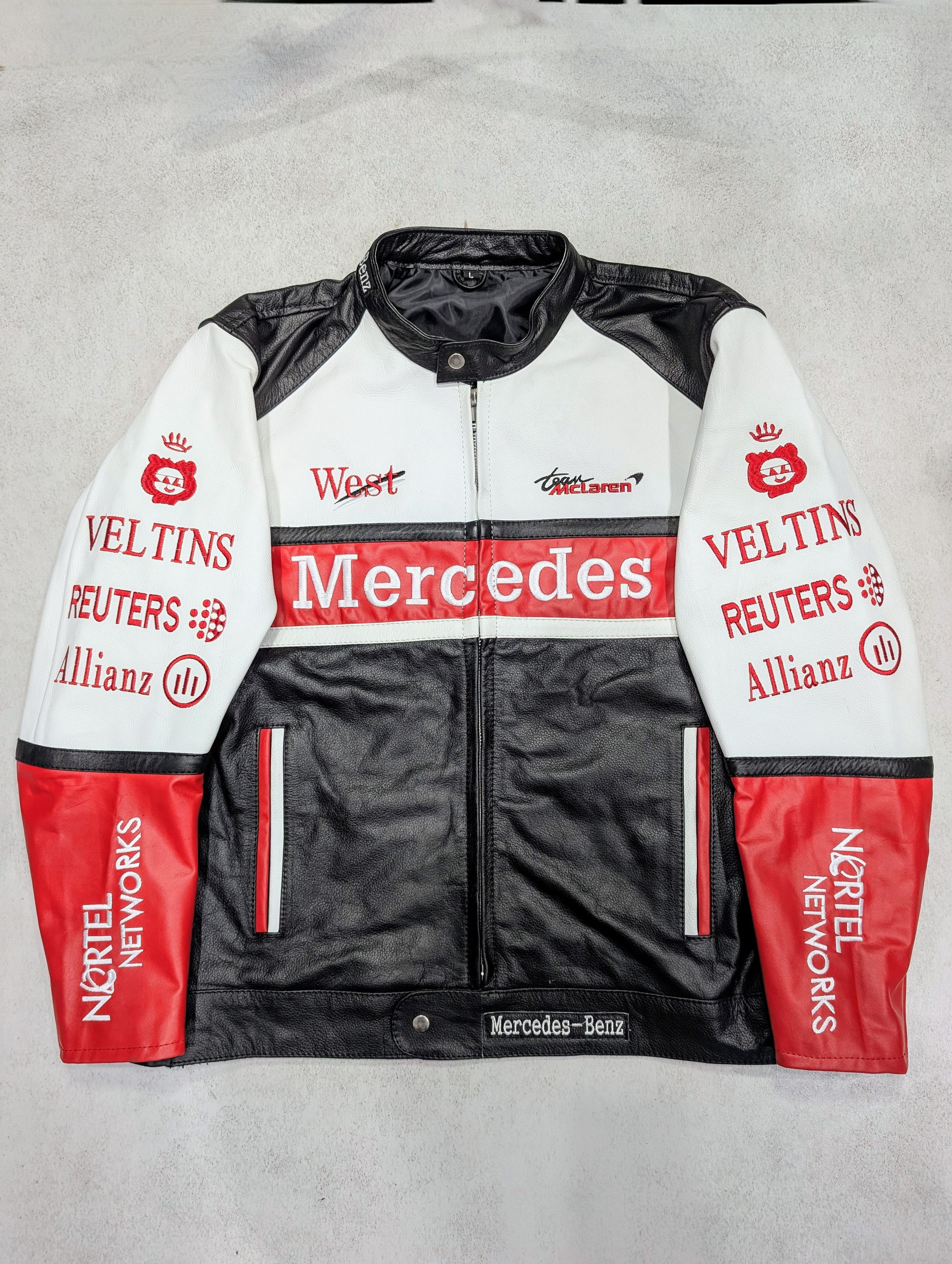 Vintage 💥 Vintage Mercedes Benz 💥 Leather Jacket Streetwear Racing Size M / US 6-8 / IT 42-44 - 1 Thumbnail