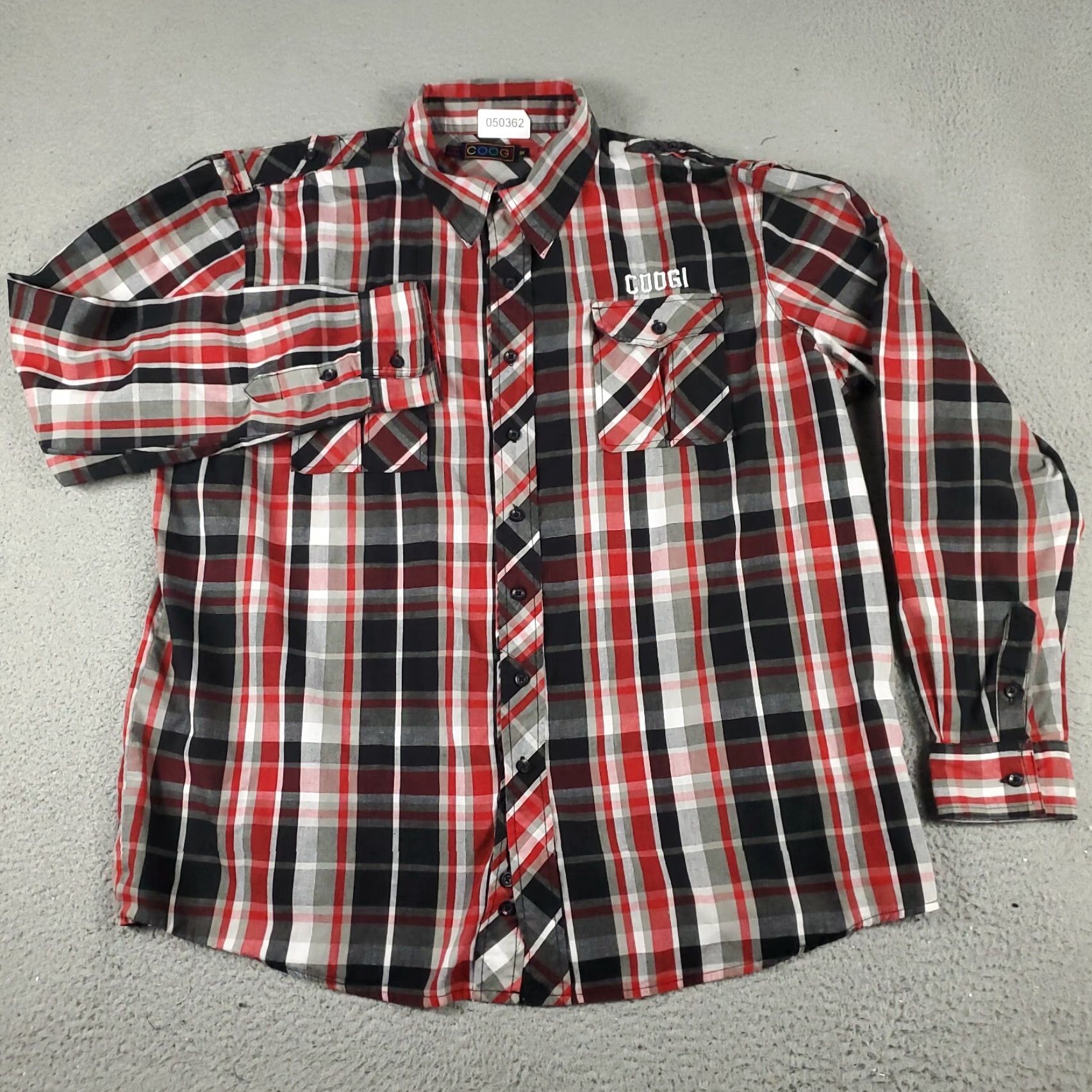 Coogi COOGI Button-Up Shirt Men 3X Red Plaid Long Sleeve Casual Button-Down Cotton Big & Tall Mens Shirt Size US XXL / EU 58 / 5 - 2 Thumbnail