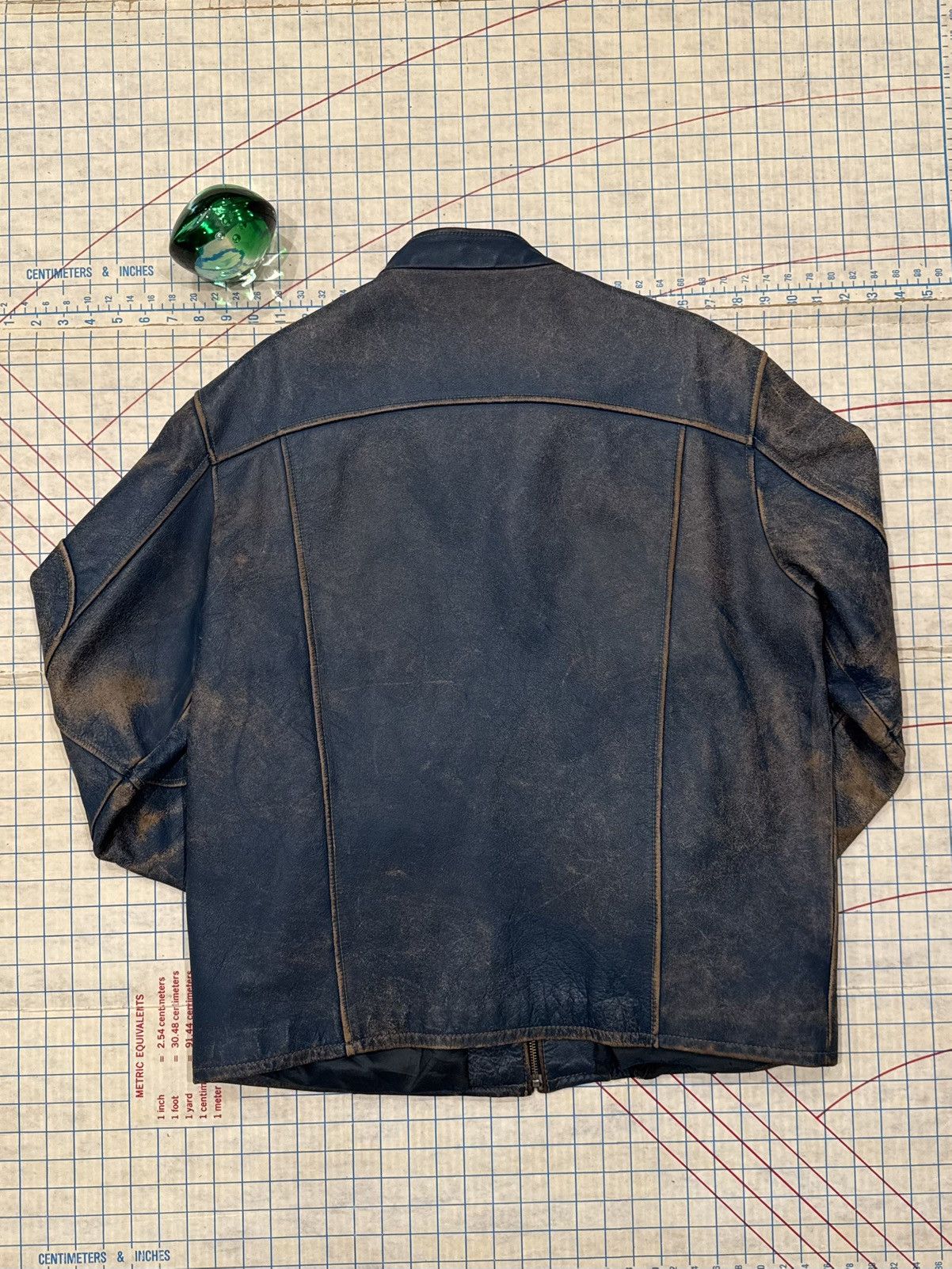 Danier Vintage Danier Cafe Racer Style Leather Jacket Cracking Blue Size US XL / EU 56 / 4 - 11 Thumbnail