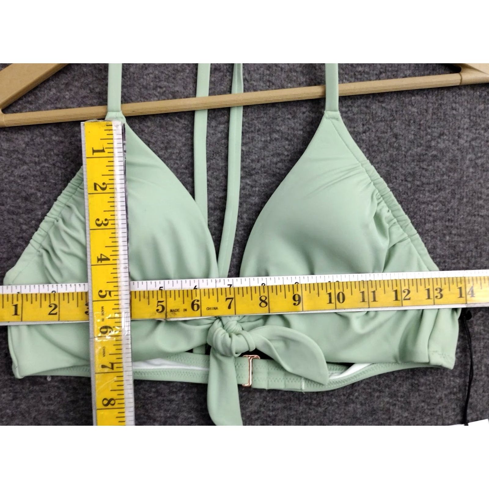 Vintage Shade & Shore Bikini Top Green Front Tie Spaghetti Padded Lined Size 36B Adult Women Size XS / US 0-2 / IT 36-38 - 4 Thumbnail