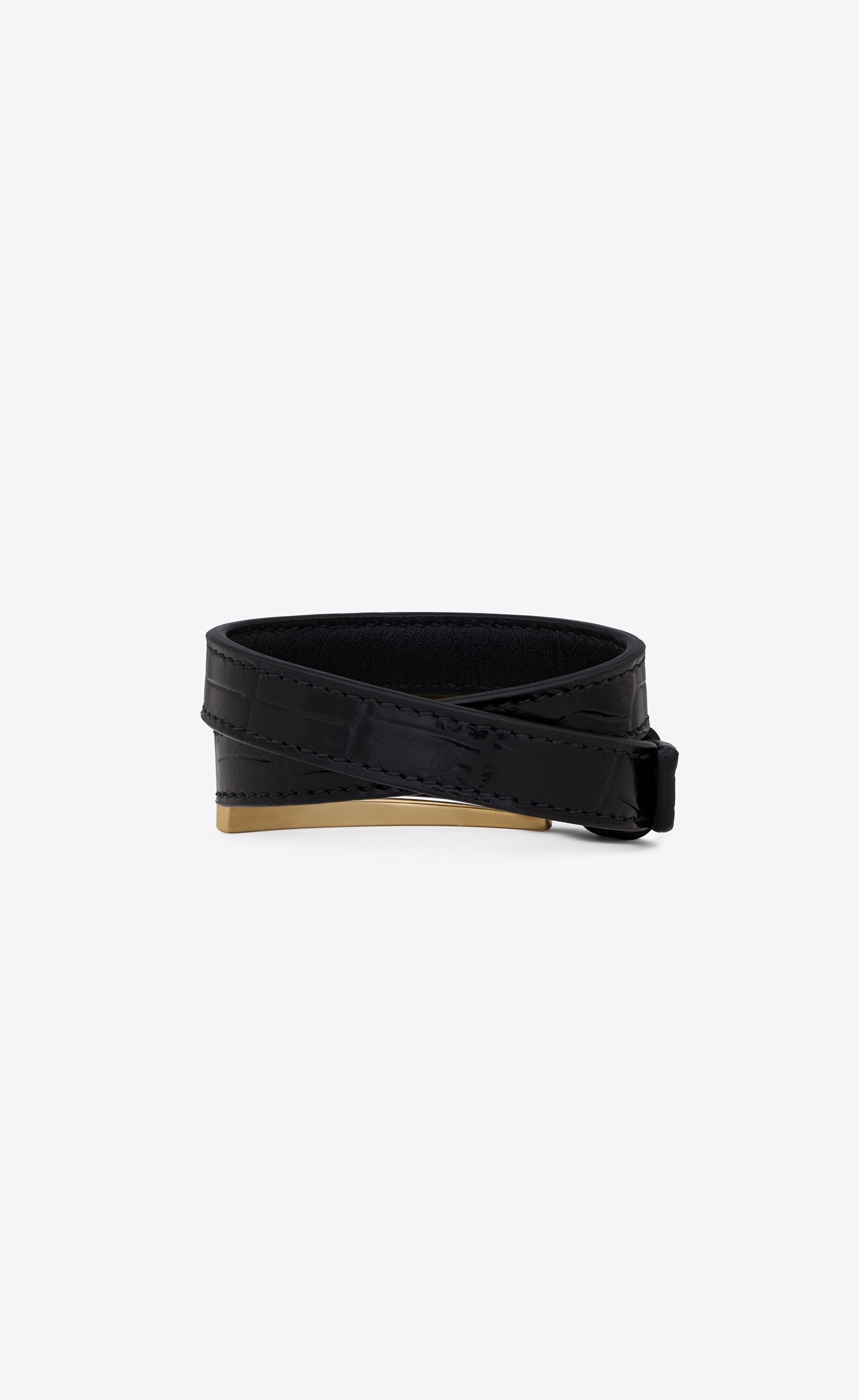 Saint Laurent Paris o1bcso1str1224 Size: S/Double Warp Belt Bracelet in Black Size ONE SIZE - 2 Thumbnail
