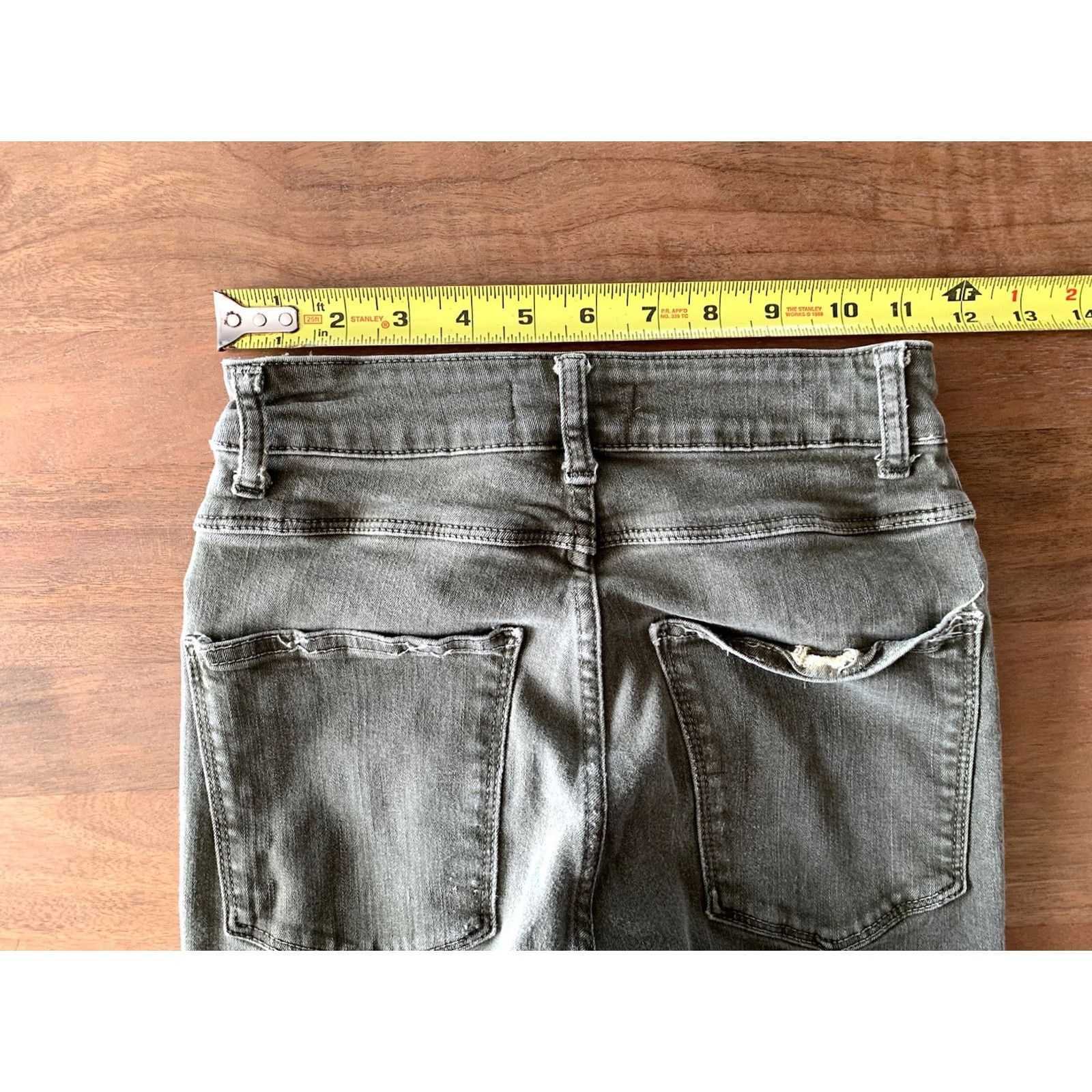 Zara Zara Skinny High Rise Jeans Women’s Size 23x25 Distressed Green Ankle Stretch Jeans Slim Pockets Stretch Womens Size 40" / US 18 - 5 Thumbnail