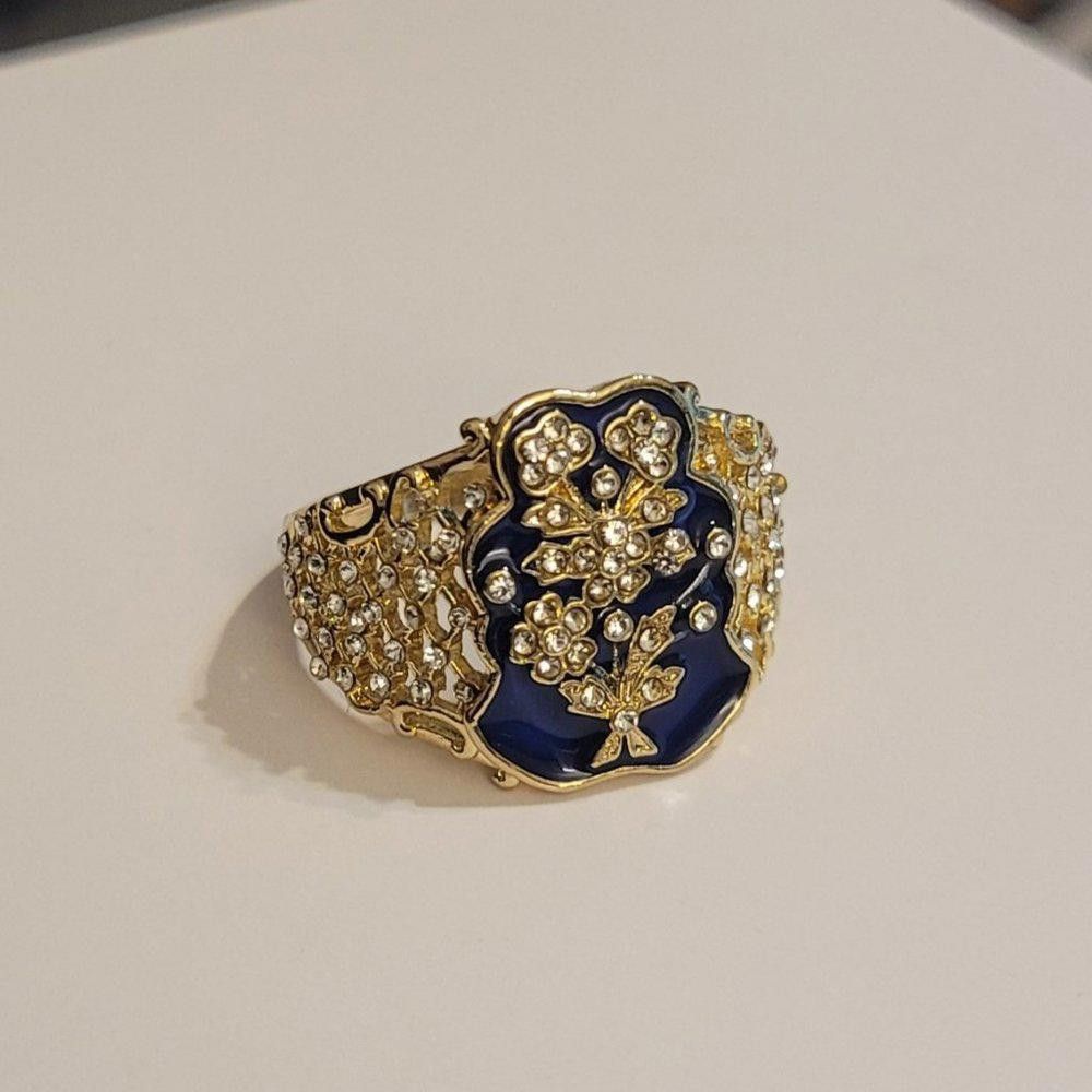Designer 925 Silver Handmade Blue Enamel Art Deco Ring - Size 7 Size ONE SIZE - 6 Thumbnail