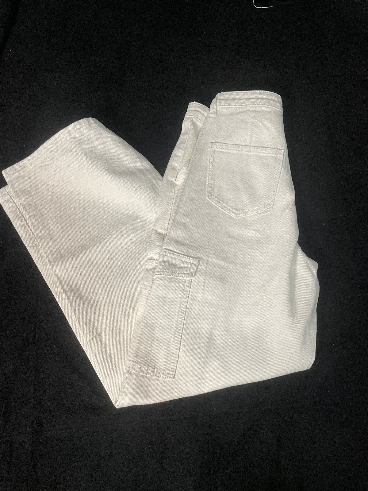Wide Leg White Cargo Denim