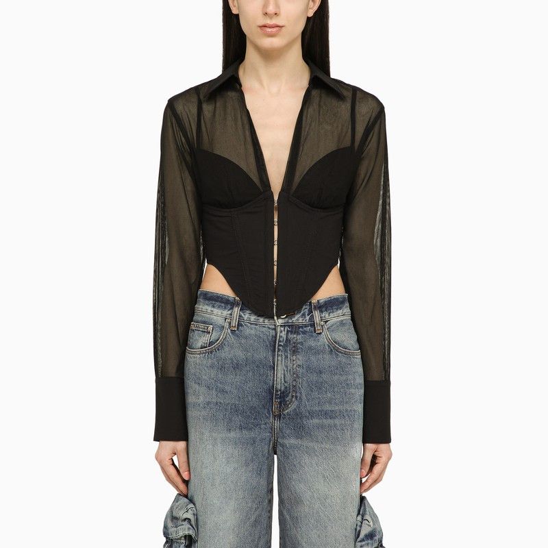 image of Dion Lee Black Cotton Corset Shirt, Women's (Size Medium)