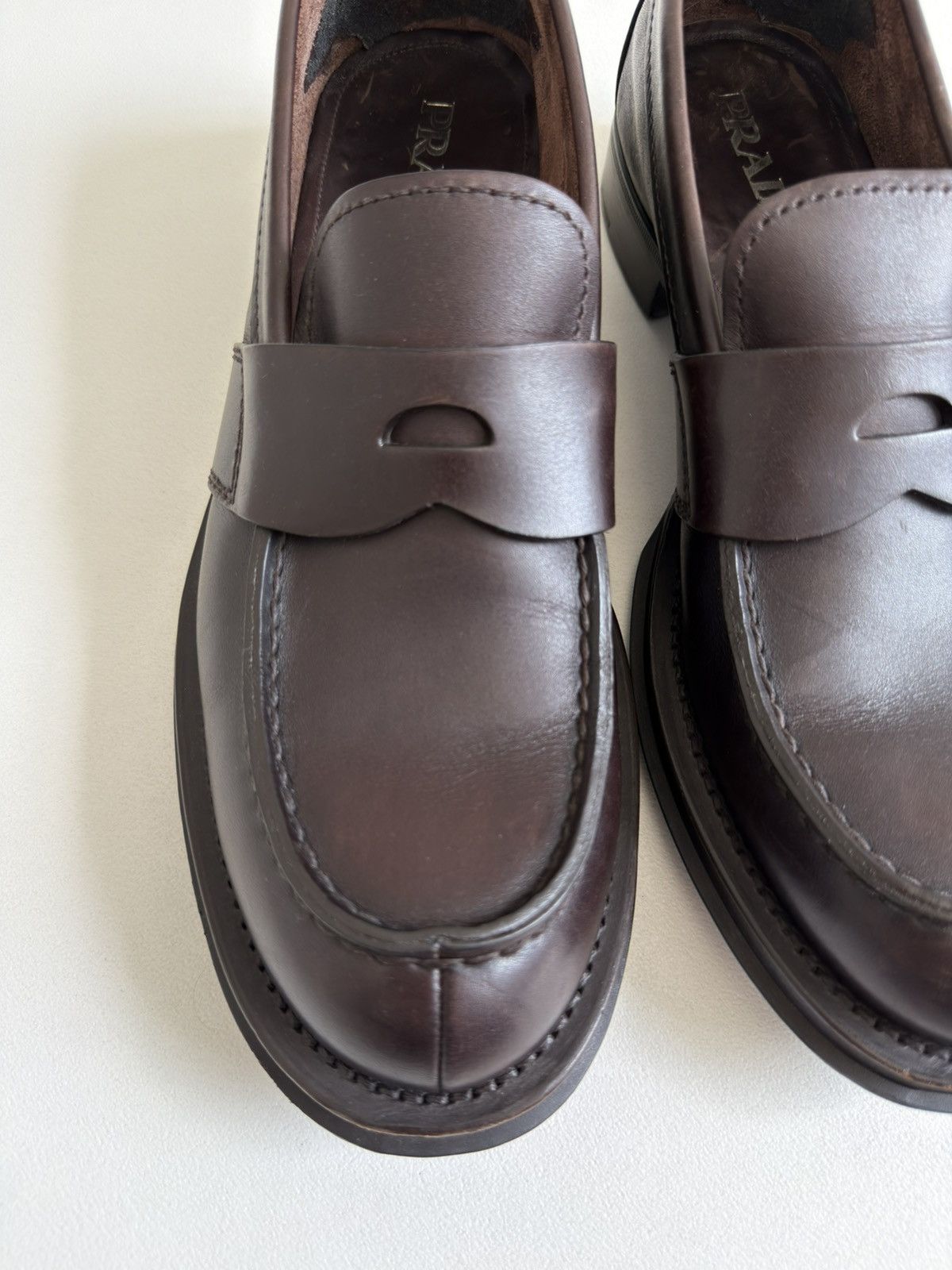 Prada Dark Brown Leather Chunky Loafers Size US 11 / EU 44 - 5 Thumbnail
