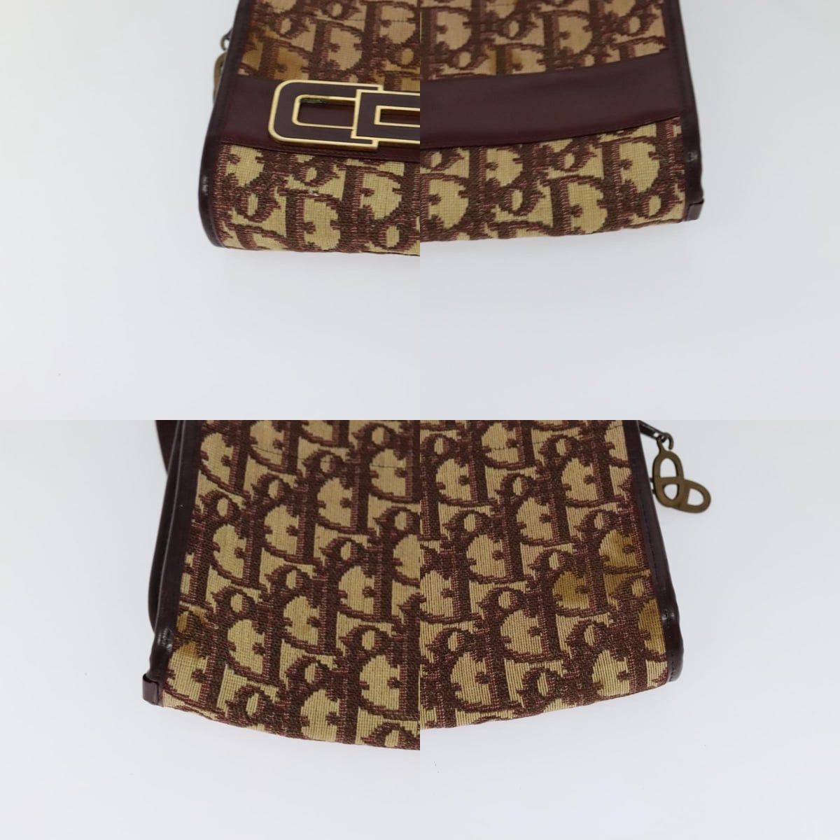 Dior DIOR Trotter Canvas Shoulder Bag Red Gold Size ONE SIZE - 10 Thumbnail