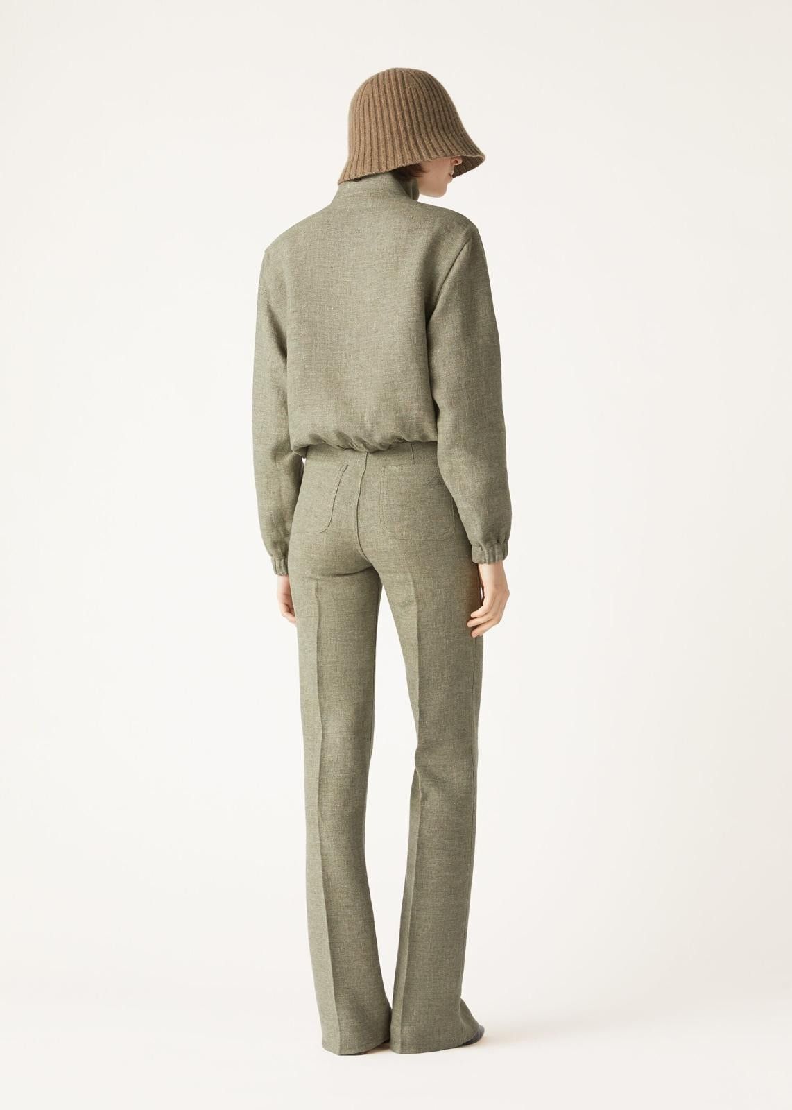 Loro Piana o1srvl11e0825 FAO6132 Bomber Linen Jacket in Green Size L / US 10 / IT 46 - 4 Thumbnail
