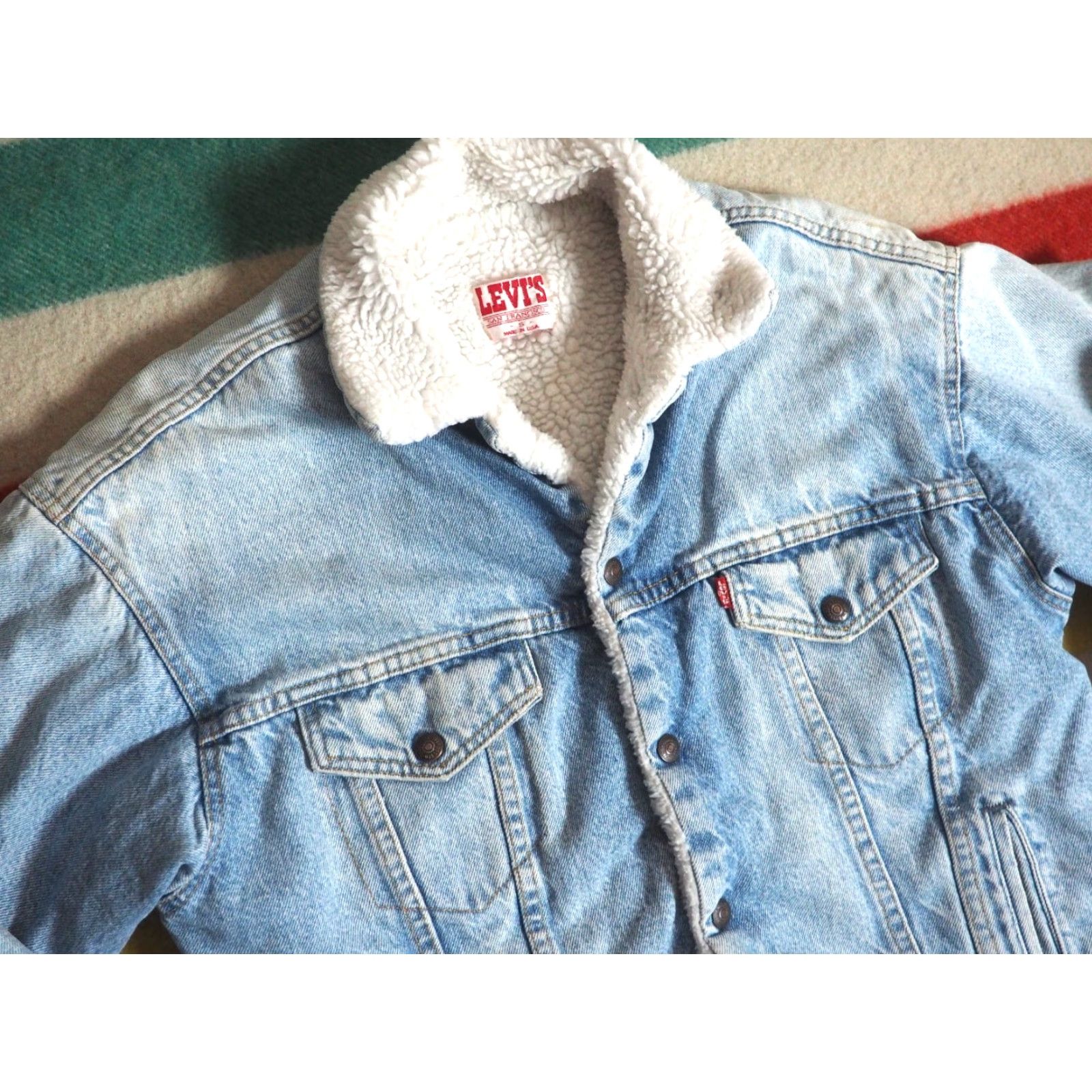 Levi's VTG Levis Denim Jacket Trucker USA Mens S 80s Blue Shearling Snap Size US S / EU 44-46 / 1 - 3 Thumbnail