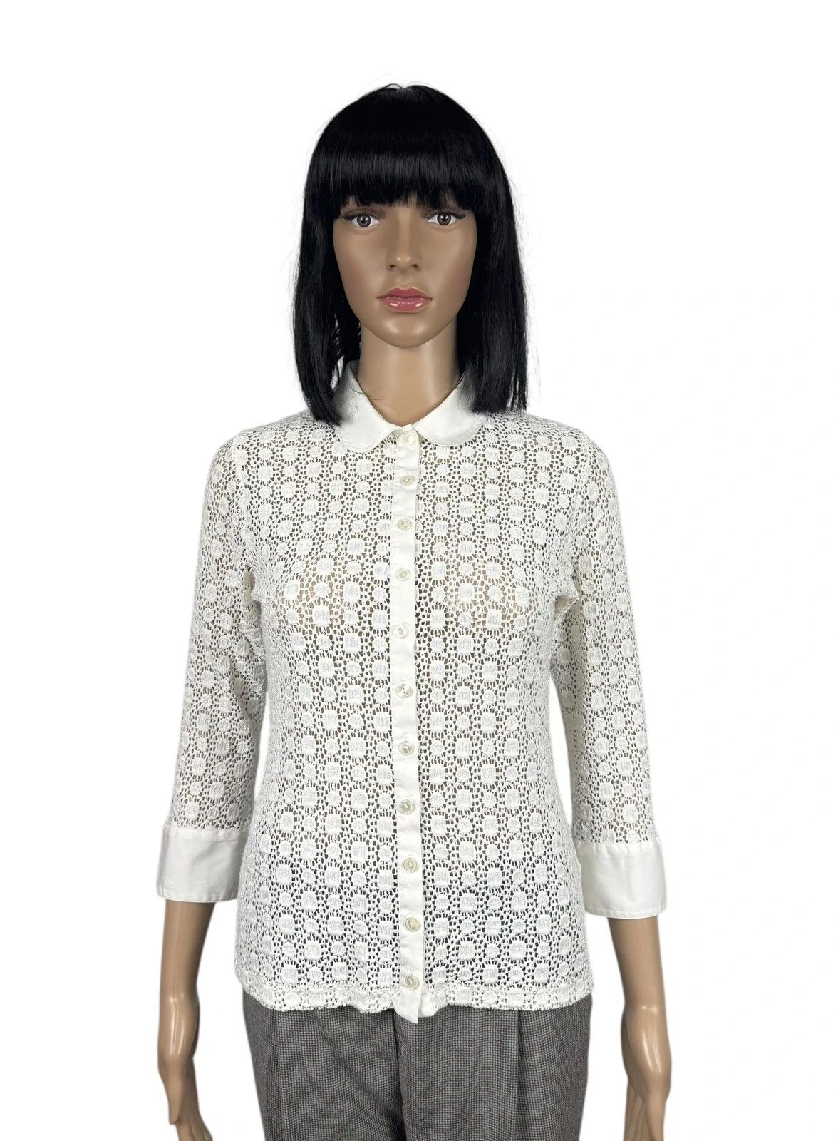 ANNE FONTAINE Anne Fontaine Regina Lace Crochet Button Up Blouse Size M / US 6-8 / IT 42-44 - 1 Thumbnail