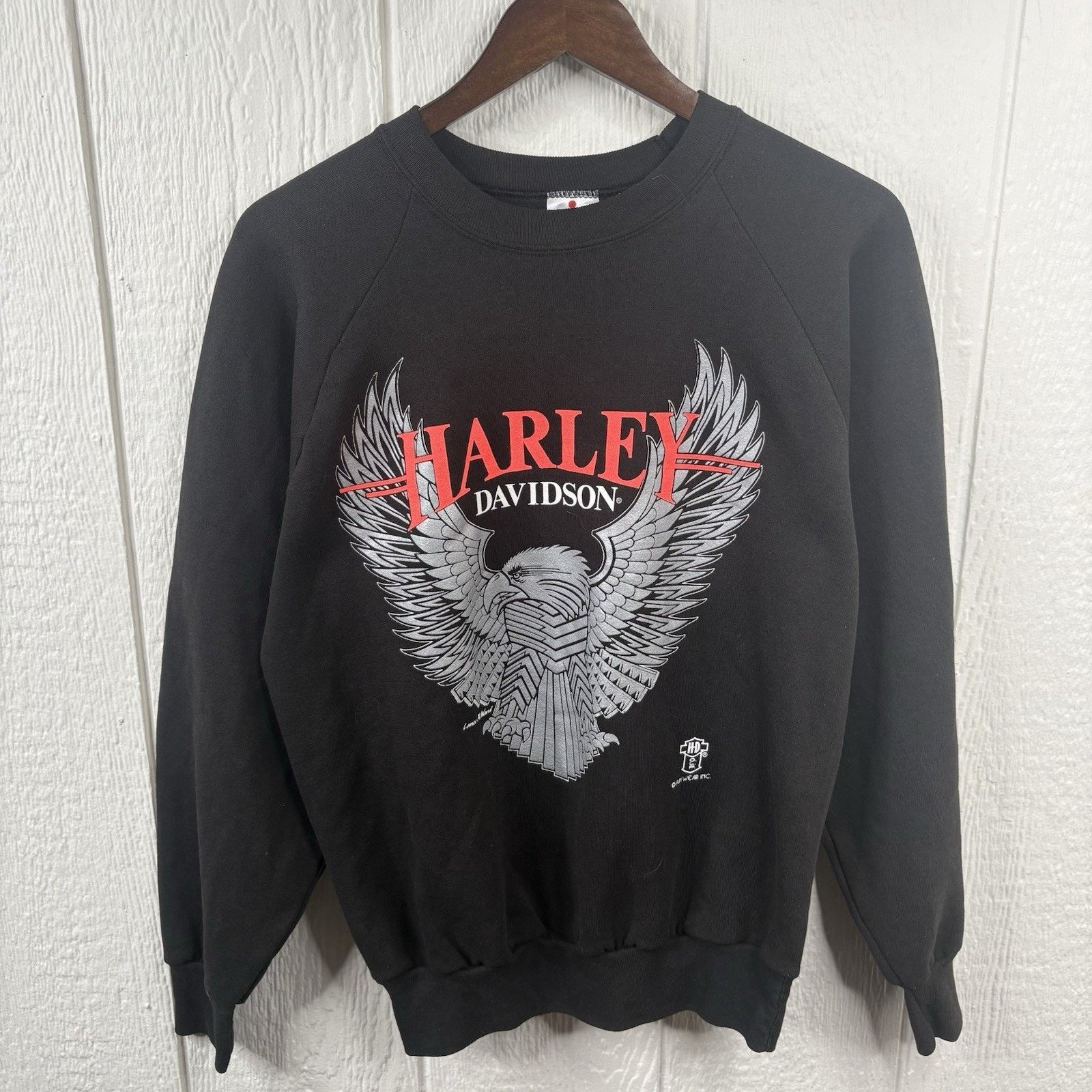 Harley Davidson 80’s Harley Davidson 3D Emblem Silver Eagle Black Crewneck L Size US L / EU 52-54 / 3 - 1 Thumbnail