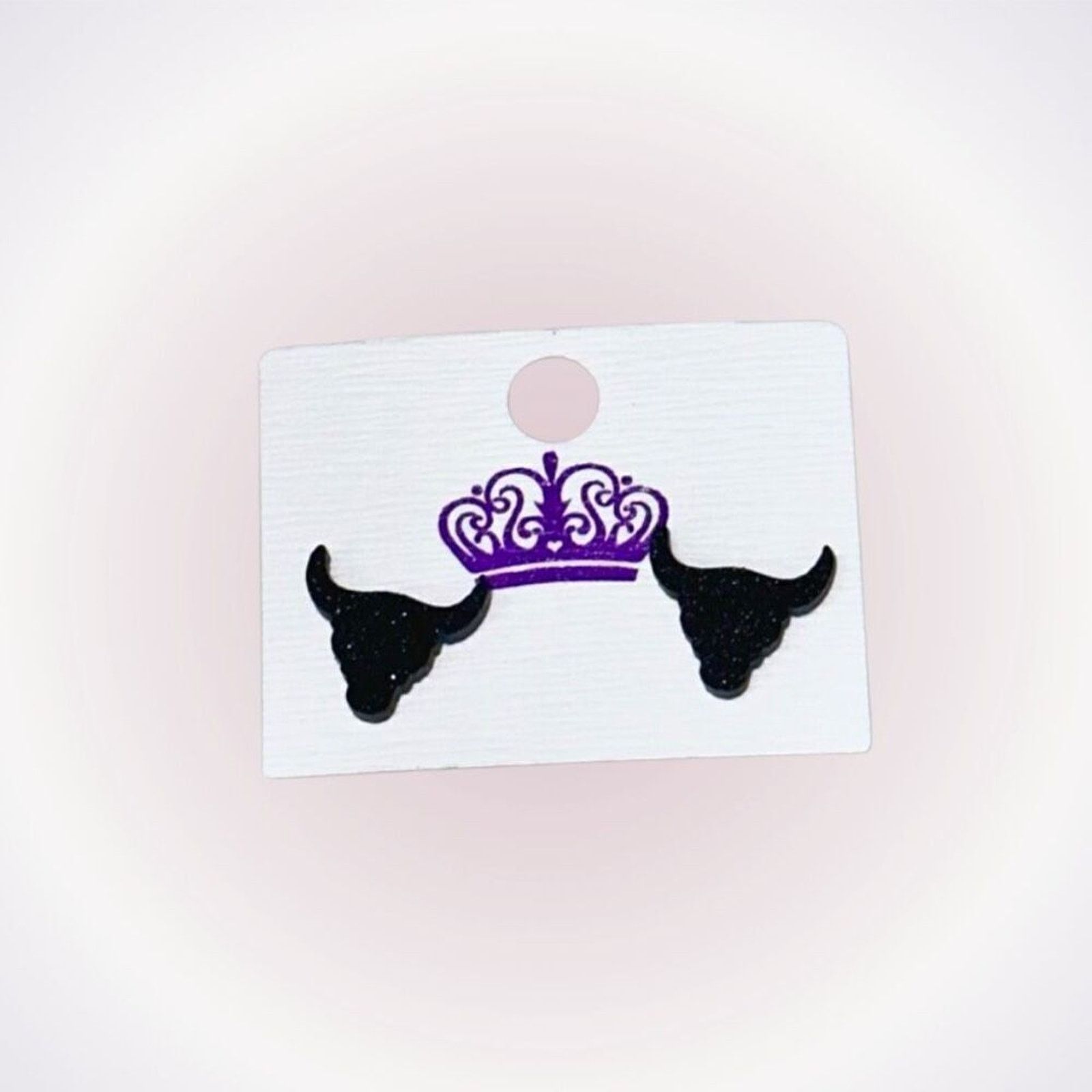 Other Black Glitter Bull Stud Earrings | Sz OS, NWT Size ONE SIZE - 1 Thumbnail