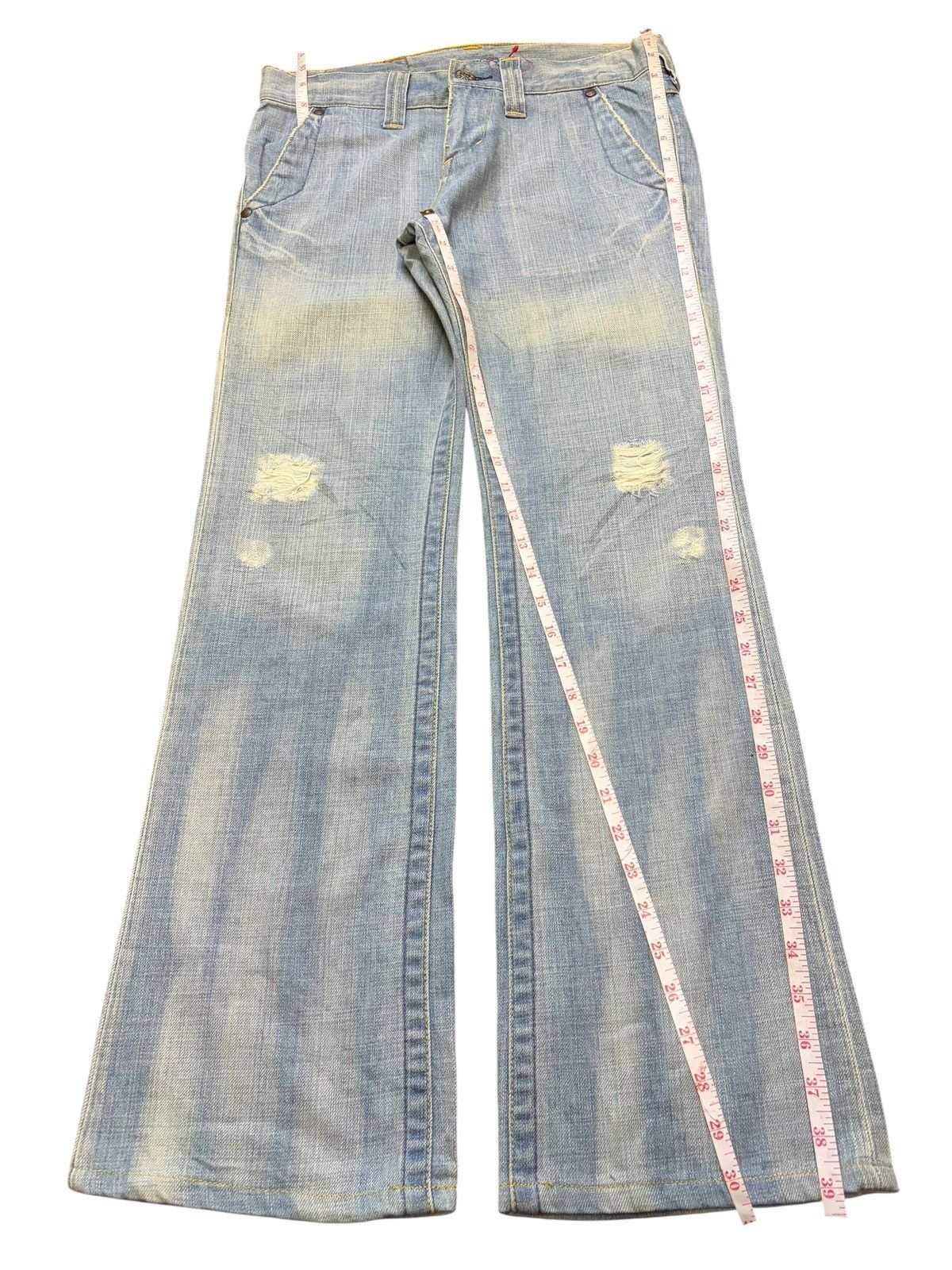 Edwin Vintage Japanese Brand Faded Wash Distress Flare Jeans Size 31" - 7 Thumbnail