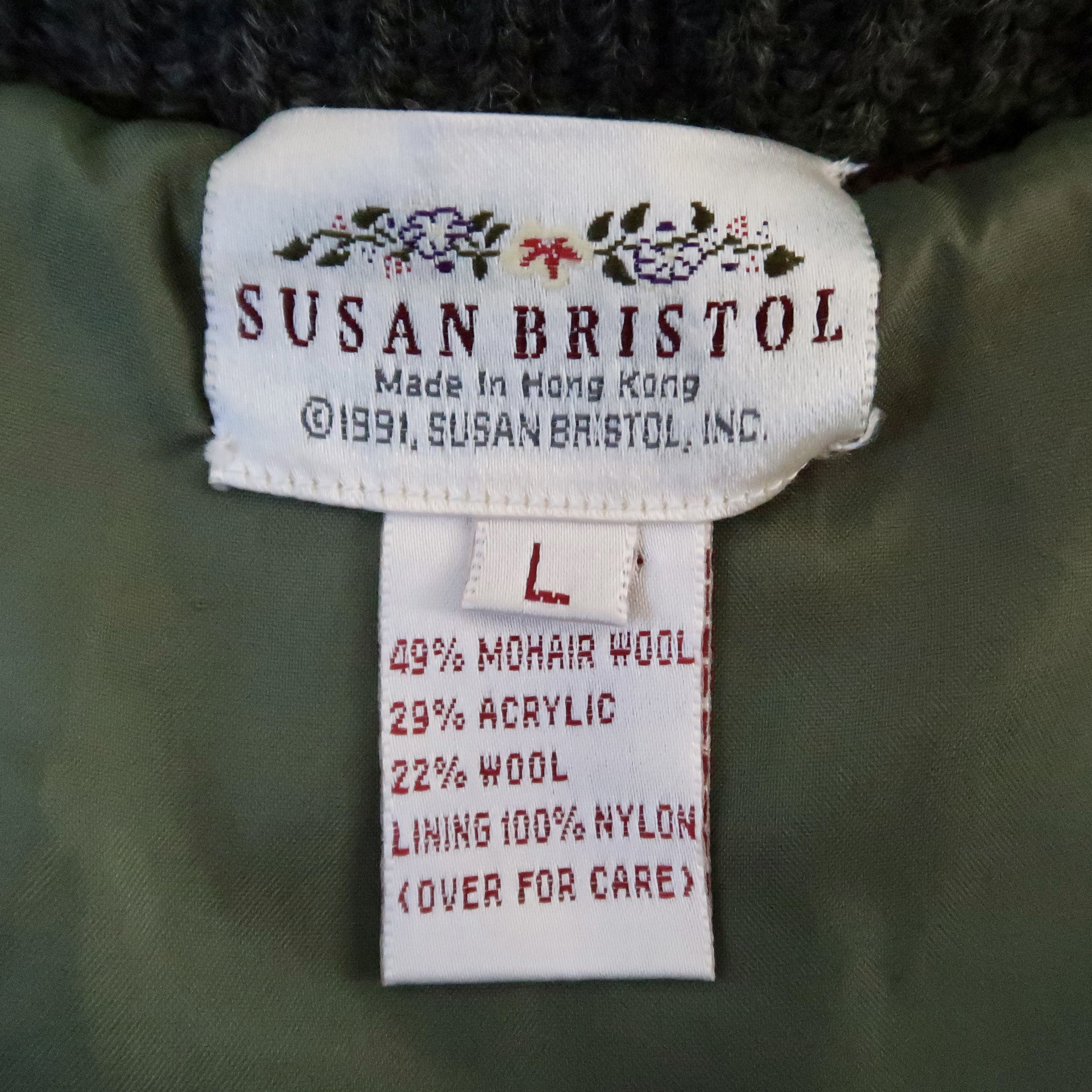Vintage 1990s SUSAN BRISTOL nylon lined mohair-mix cardigan Size L / US 10 / IT 46 - 8 Thumbnail