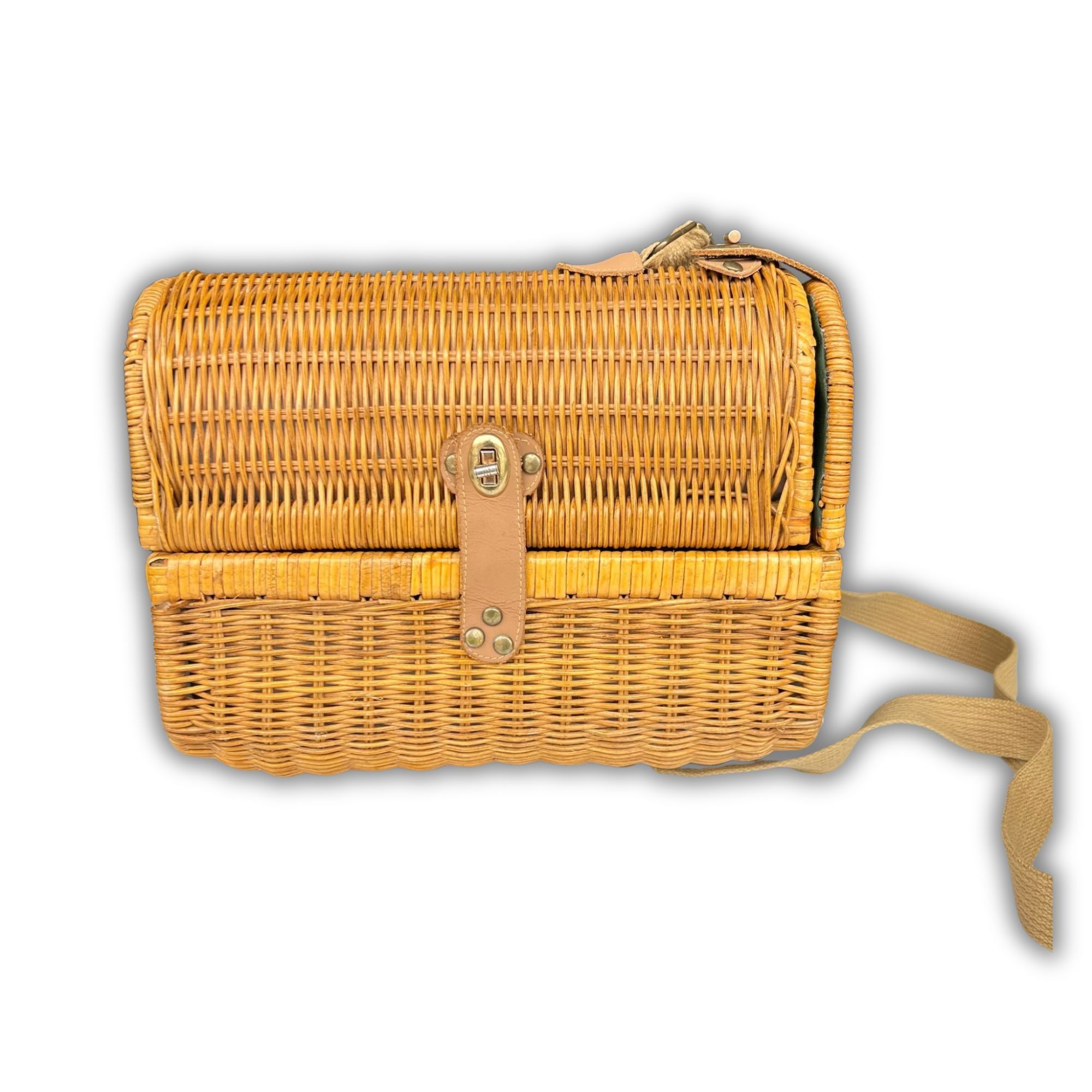 Other Vintage Wicker Wine Carrier Basket With Leather Straps & Gre Size ONE SIZE - 2 Thumbnail