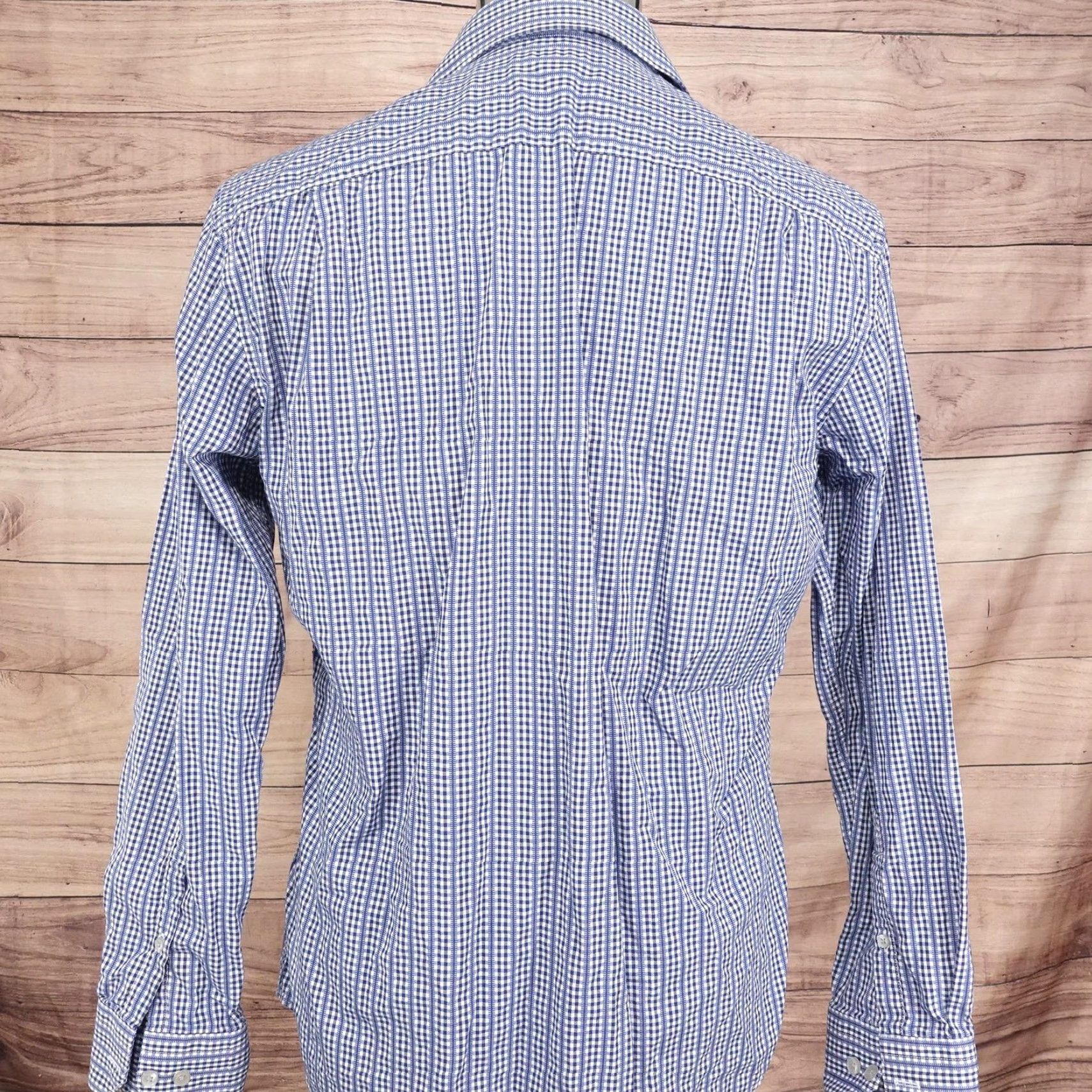 Apt. 9 APT 9 Button-Up Shirt Mens Medium Blue White Check Long Sleeve Cotton Classic Size US M / EU 48-50 / 2 - 4 Thumbnail