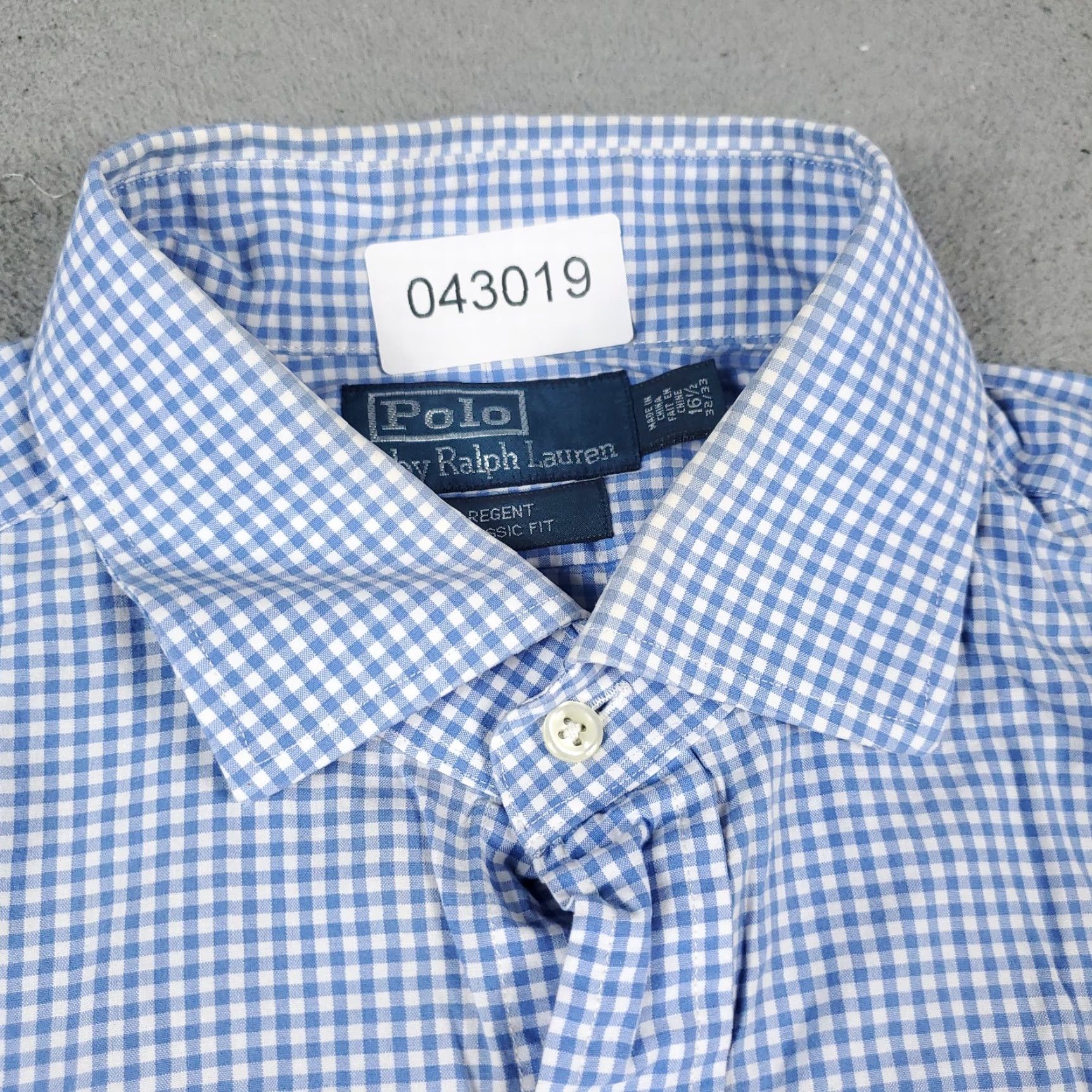 Ralph Lauren VINTAGE Ralph Lauren Shirt Men's 16.5 Blue Check Dress Button Up Long Sleeve Non-Iron Pockets 90s Classic Mens Size 42R - 5 Thumbnail
