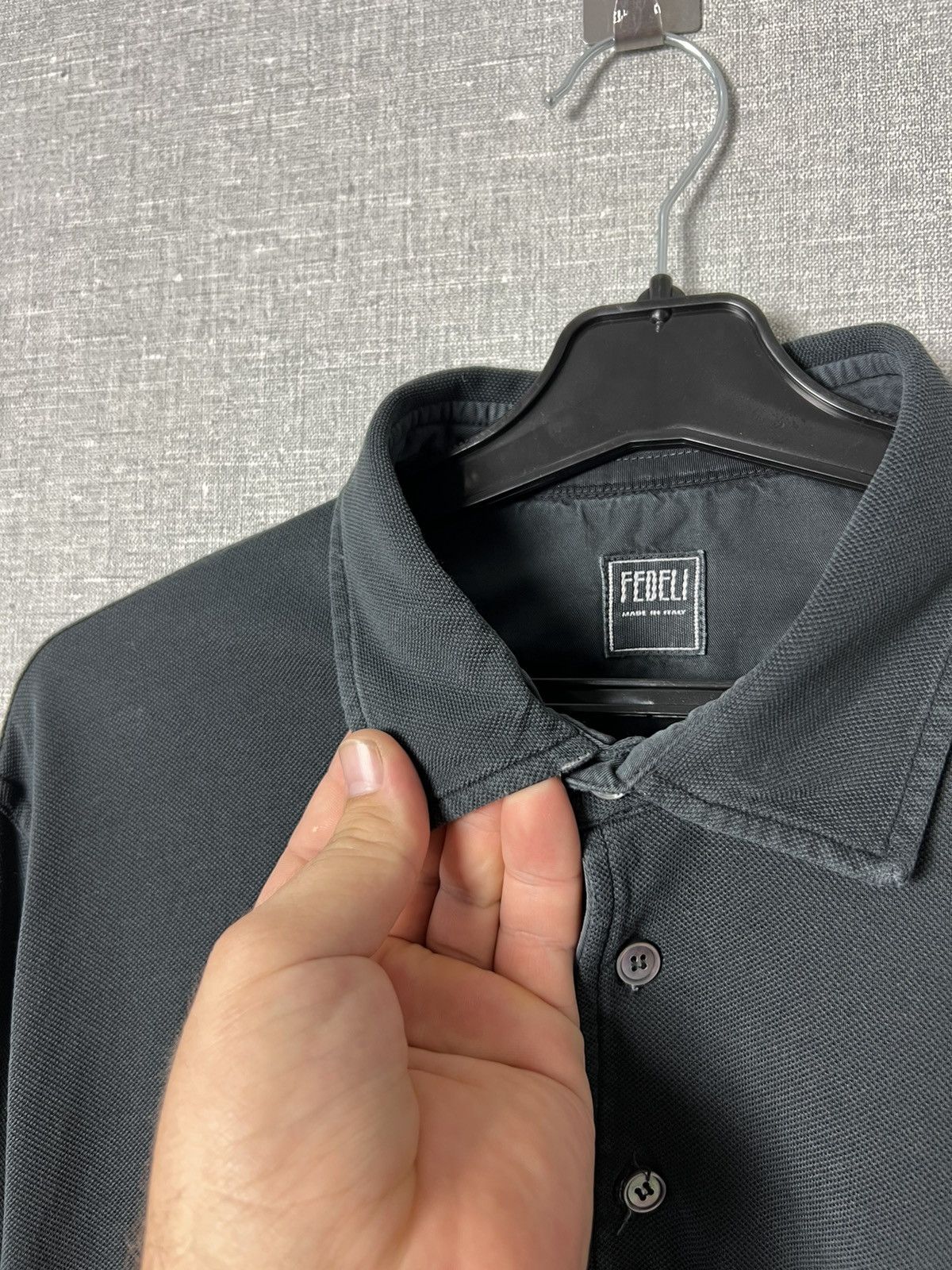Fedeli Fedeli Dark Grey Luxury Long Sleeve Polo Shirt Size US L / EU 52-54 / 3 - 7 Thumbnail