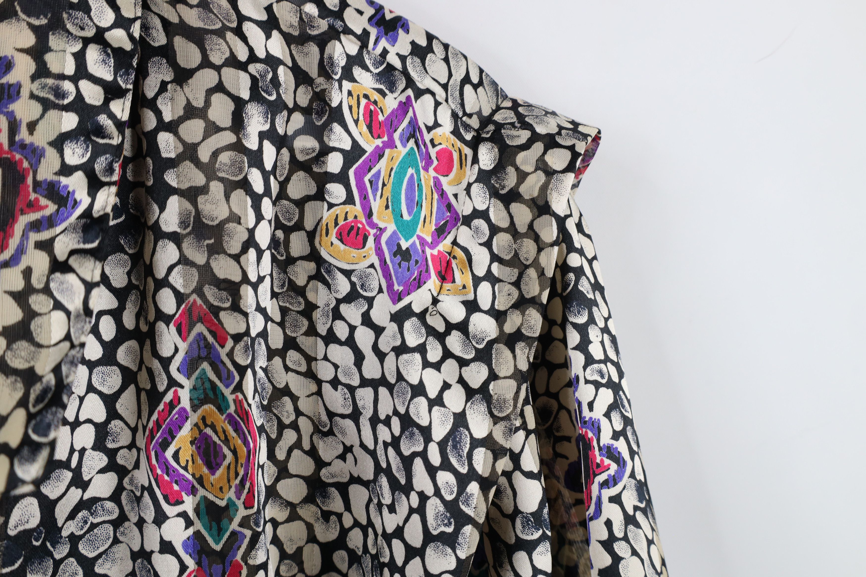 Vintage Vintage 90s Geometric Sheer Silky Polyester Button Shirt Size XL / US 12-14 / IT 48-50 - 8 Thumbnail