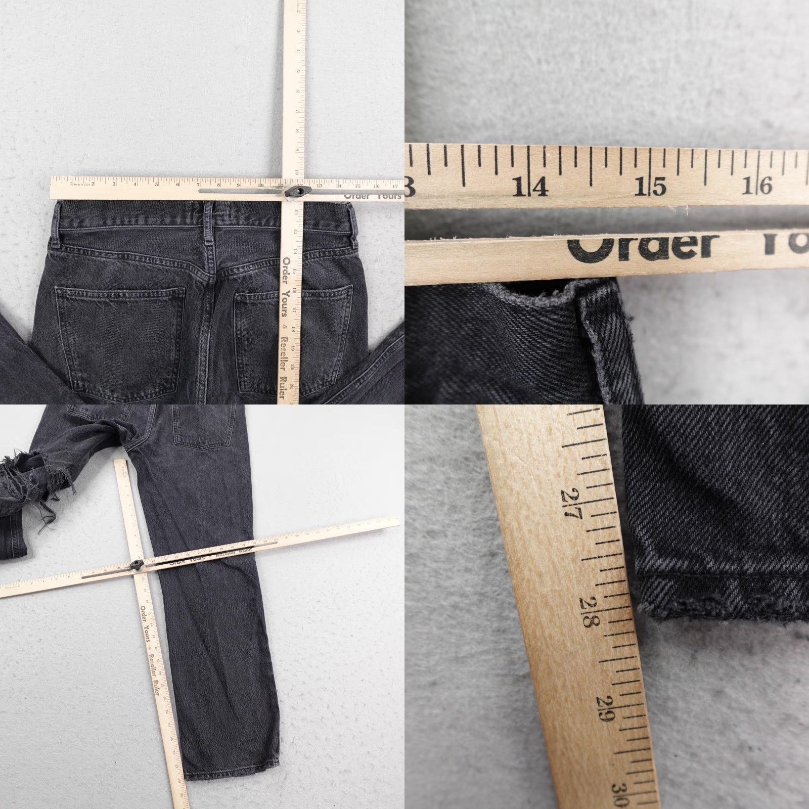 Agolde AGOLDE Jeans Womens 28 Black Denim 90s Distressed Button Fly High Rise Straight Jeans Womens Black 90s Distressed Button Fly High Rise Straight Size 28" / US 6 / IT 42 - 8 Thumbnail