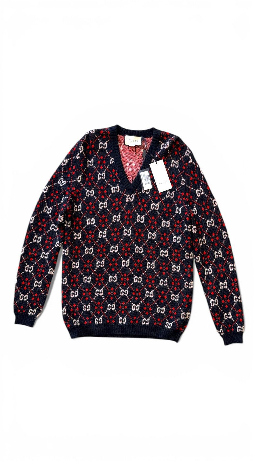 Gucci Gucci GG Diamond M Wool Sweatshirt V Crewneck Size US M / EU 48-50 / 2 - 1 Thumbnail