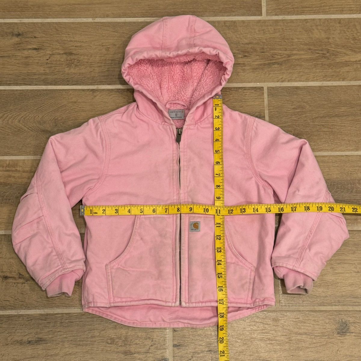 Carhartt × Carhartt Wip × Vintage Pink Carhartt Canvas Sherpa Lined Coat Jacket Youth XS (6) Size XXS / US 00 / IT 34 - 13 Thumbnail