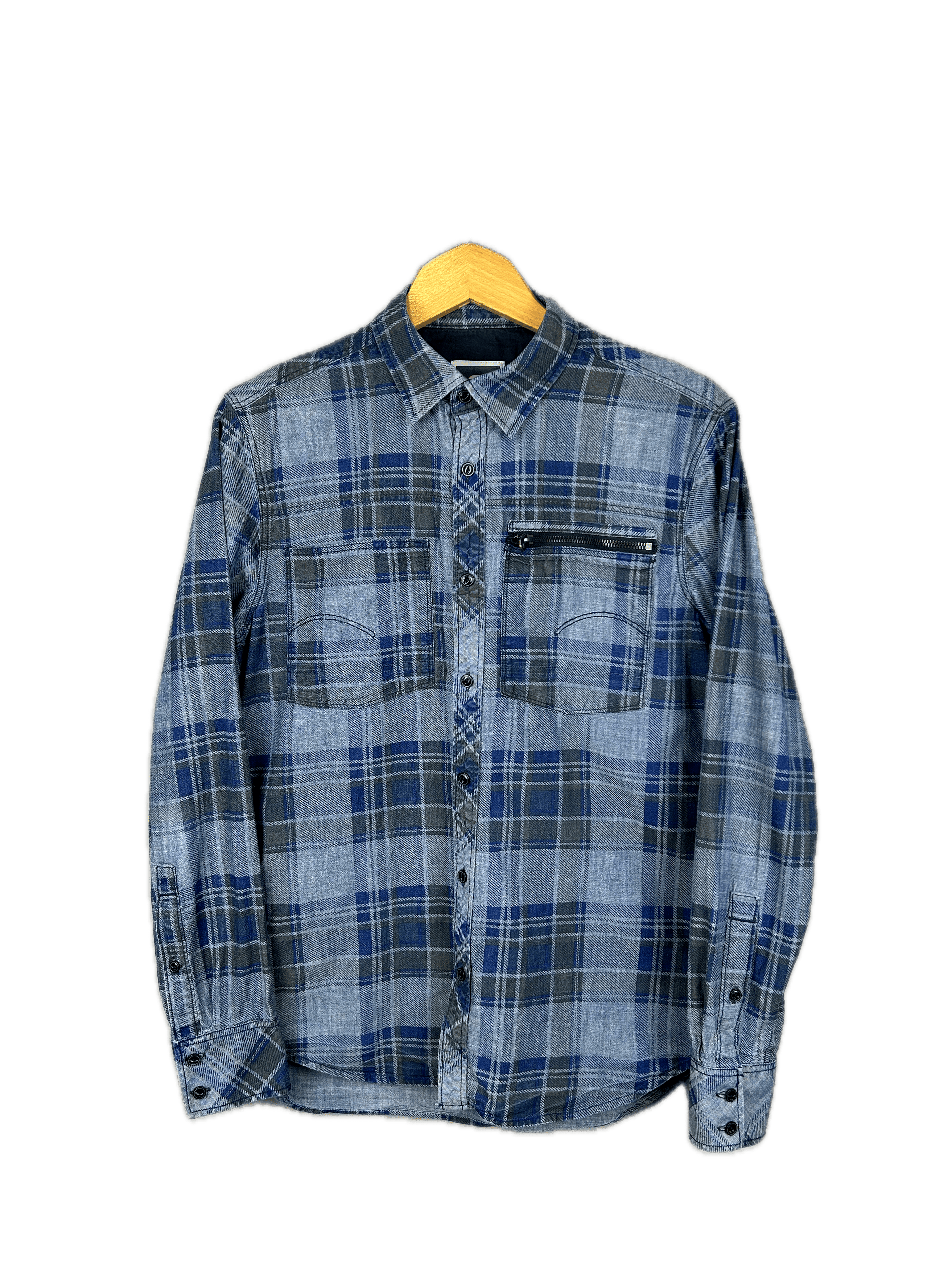 Flannel × G-Star G-Star Attacc Shirt Long Sleeve Checkered Blue Plaid Pocket Size US L / EU 52-54 / 3 - 1 Thumbnail