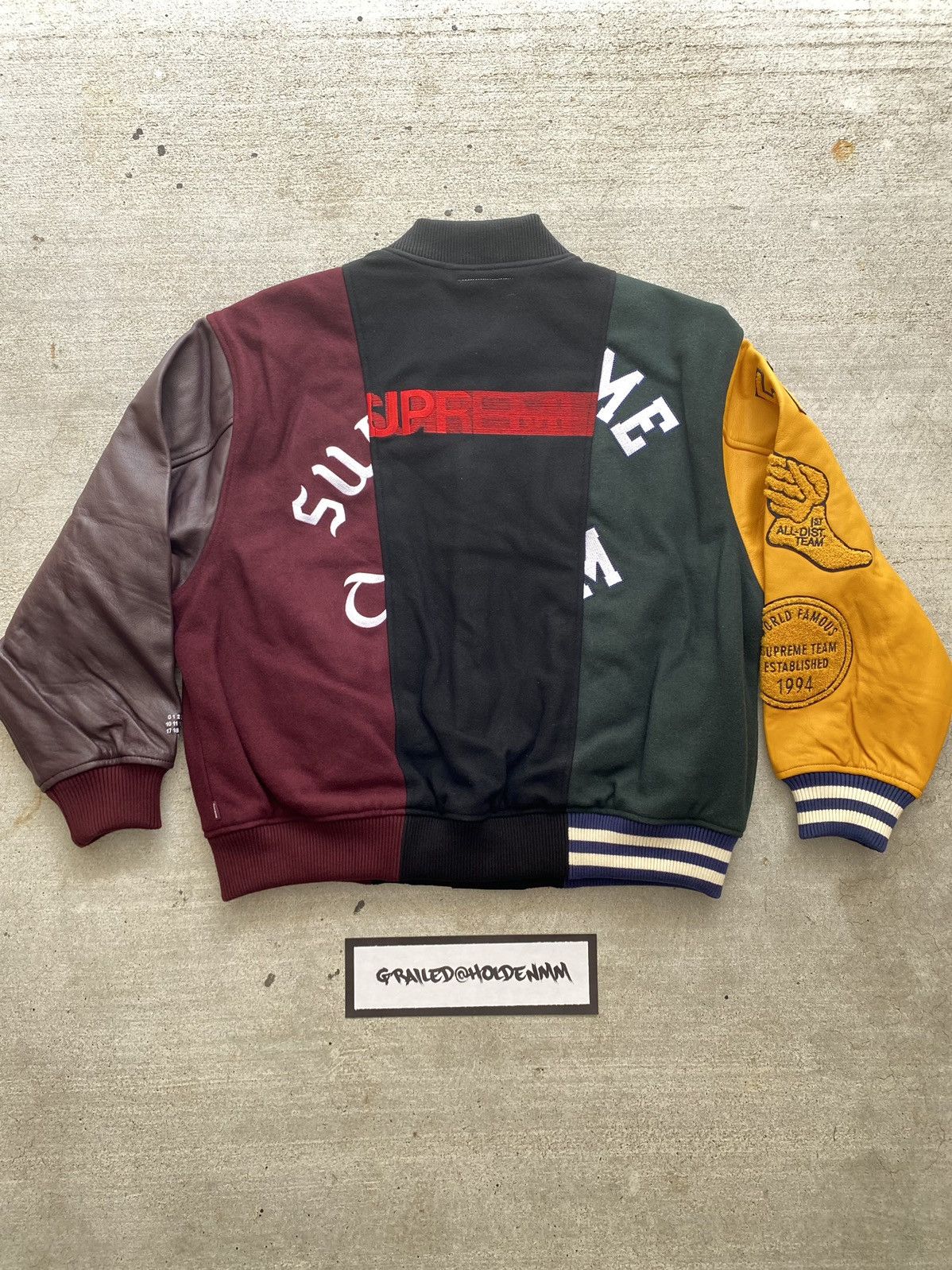 Supreme XL Supreme MM6 Maison Margiela Split Varsity Jacket | Grailed