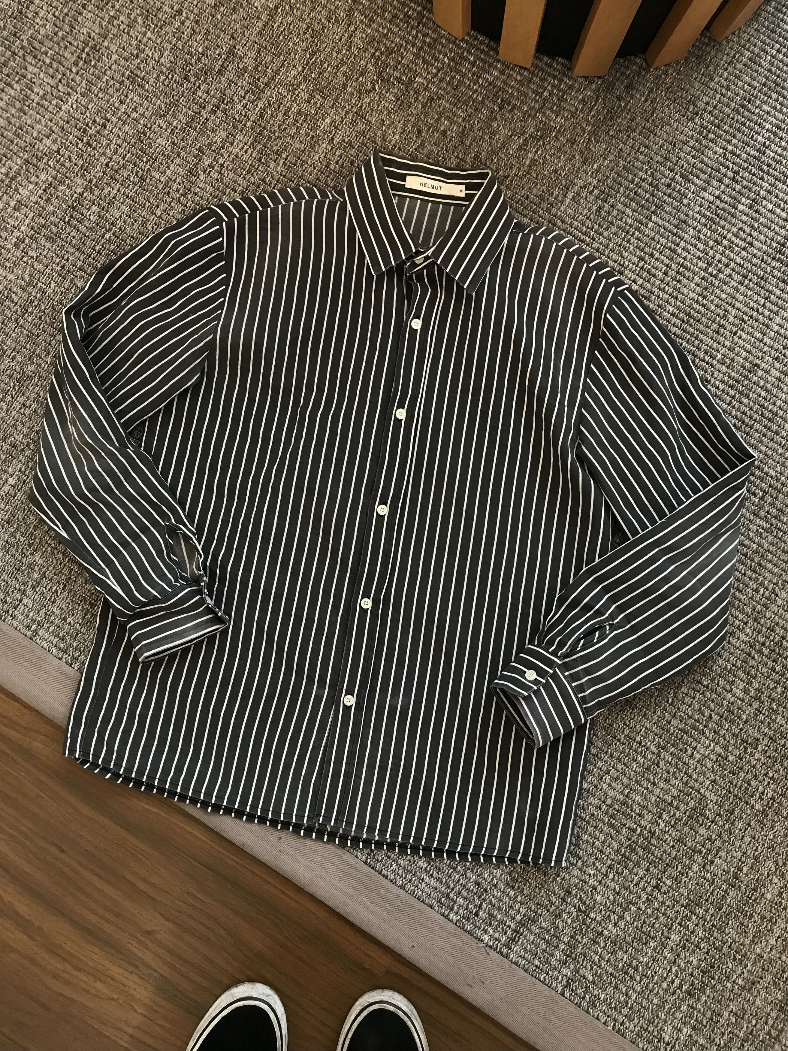 Helmut Button Up Shirt Black & White Stripe