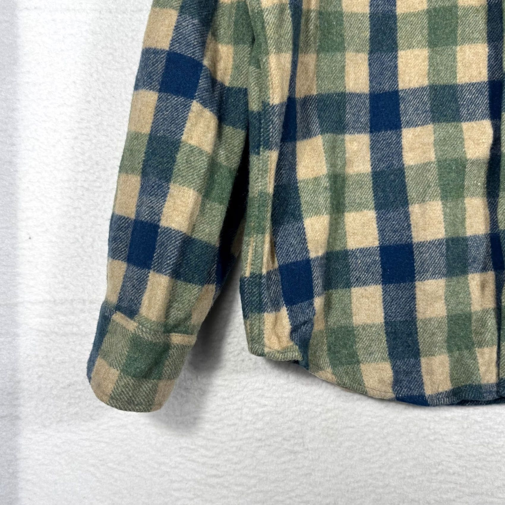 Sears VINTAGE Sears Kings Road Mens XL Heavy Blue Plaid Wool Flannel Shirt Size US XL / EU 56 / 4 - 2 Thumbnail