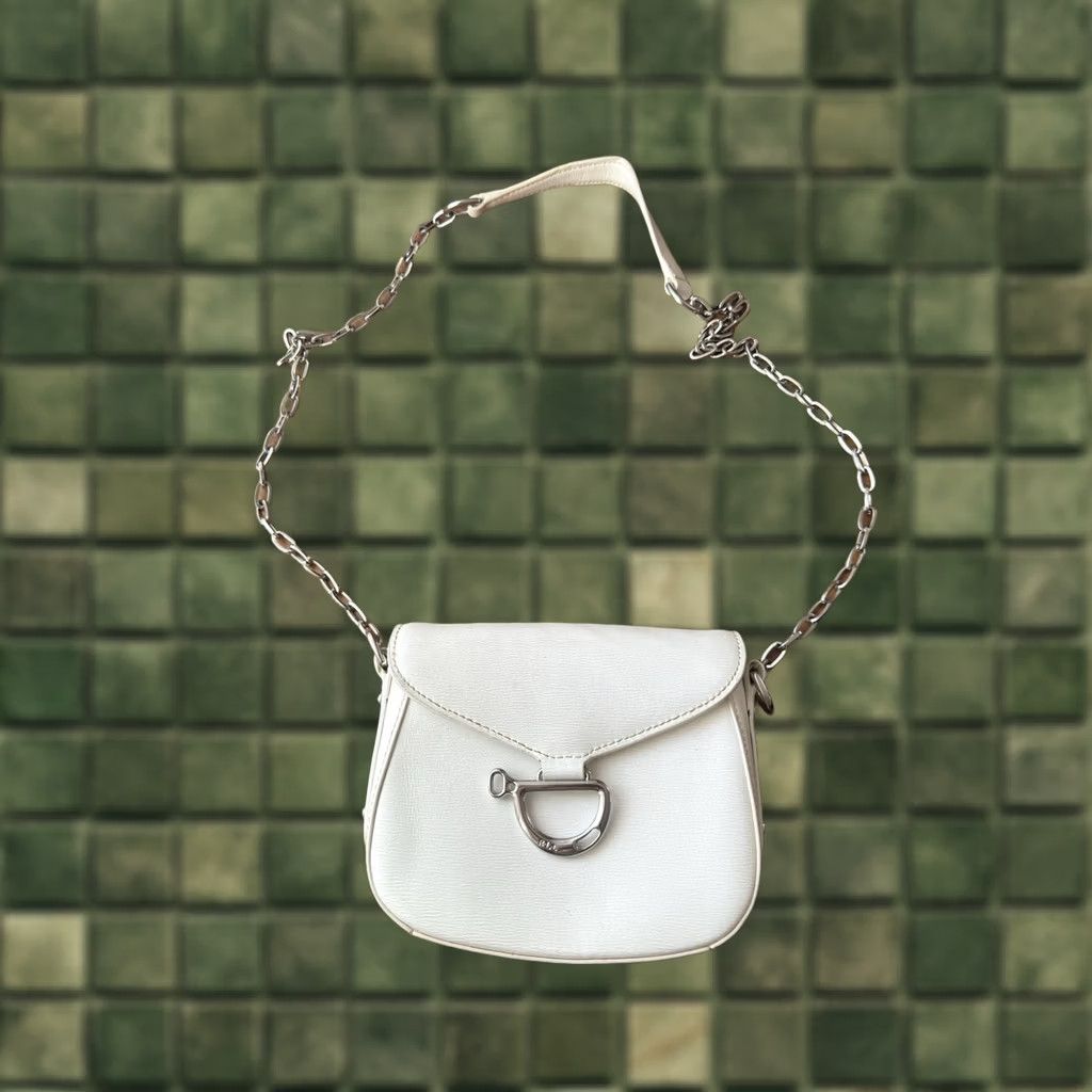Ralph Lauren VINTAGE Ralph Lauren Leather White Messenger Bag Women Small XS Bag Small White Leather Messenger Bag 90s City Classic Designer Casual Womens Size ONE SIZE - 1 Thumbnail