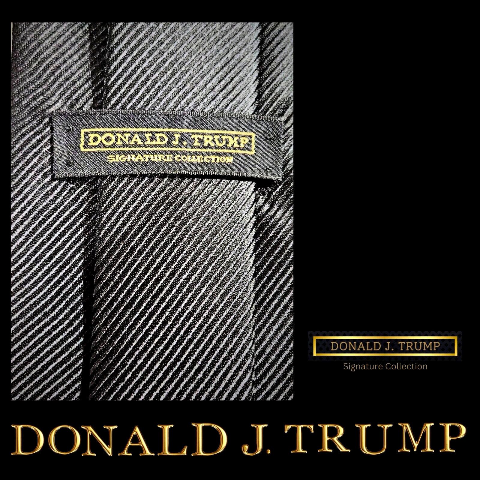 Designer NWT Donald Trump Collection Necktie Solid Black Ribbed Size ONE SIZE - 4 Thumbnail