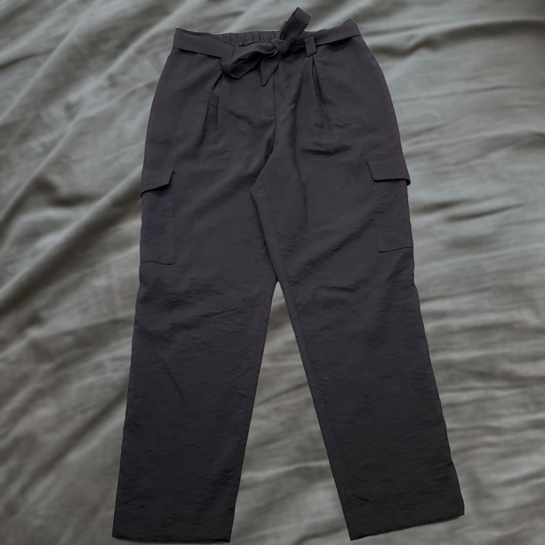 Vintage Chico's Paperbag Pants Women's 10R Black Pleated Utility Pocket Straight Leg Shirt Size 32" / US 10 / IT 46 - 1 Thumbnail