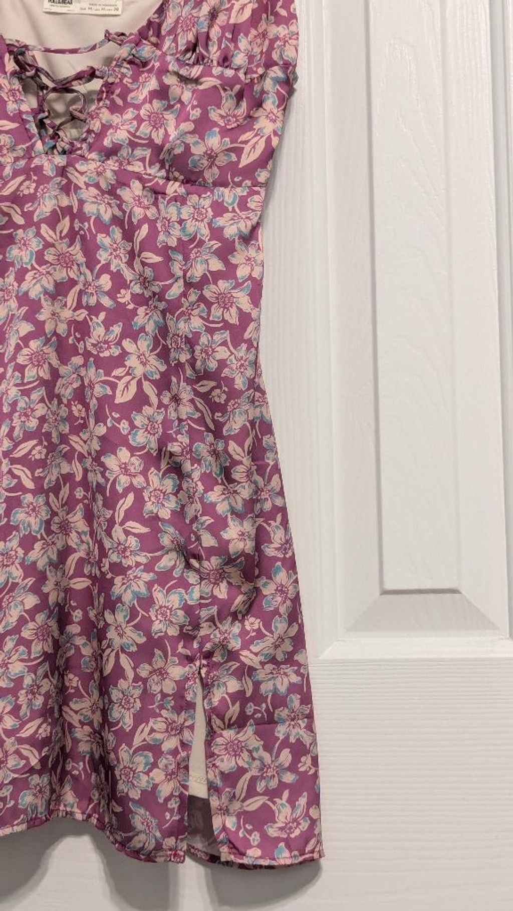 Pull & Bear Women's Pull & Bear Dress, Size M, Purple Floral Size M / US 6-8 / IT 42-44 - 2 Thumbnail