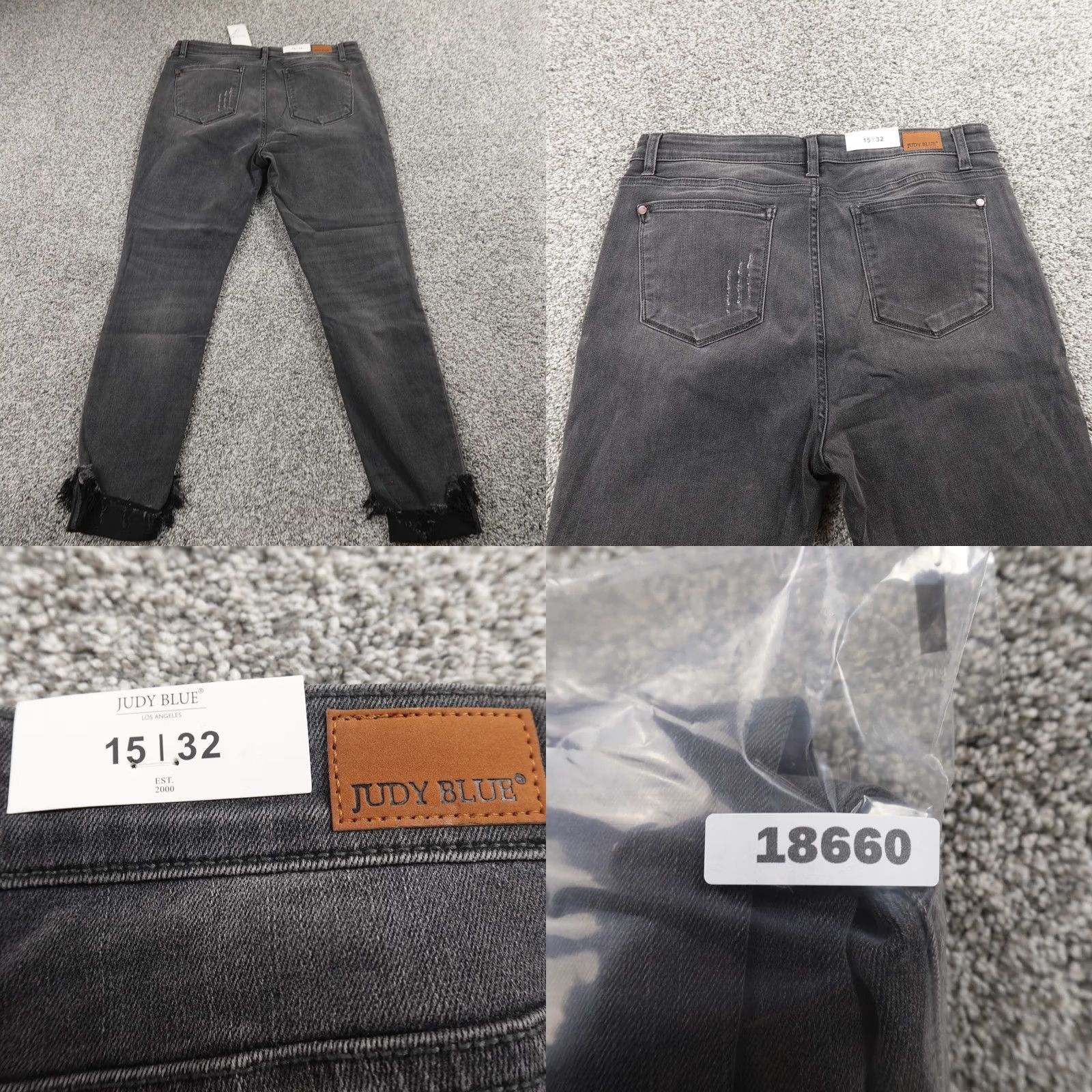 Vintage Judy Blue Jeans Womens 15 Black Denim Trouser Skinny High Rise Stretch Jeans Size 36" / US 14 / IT 50 - 9 Thumbnail