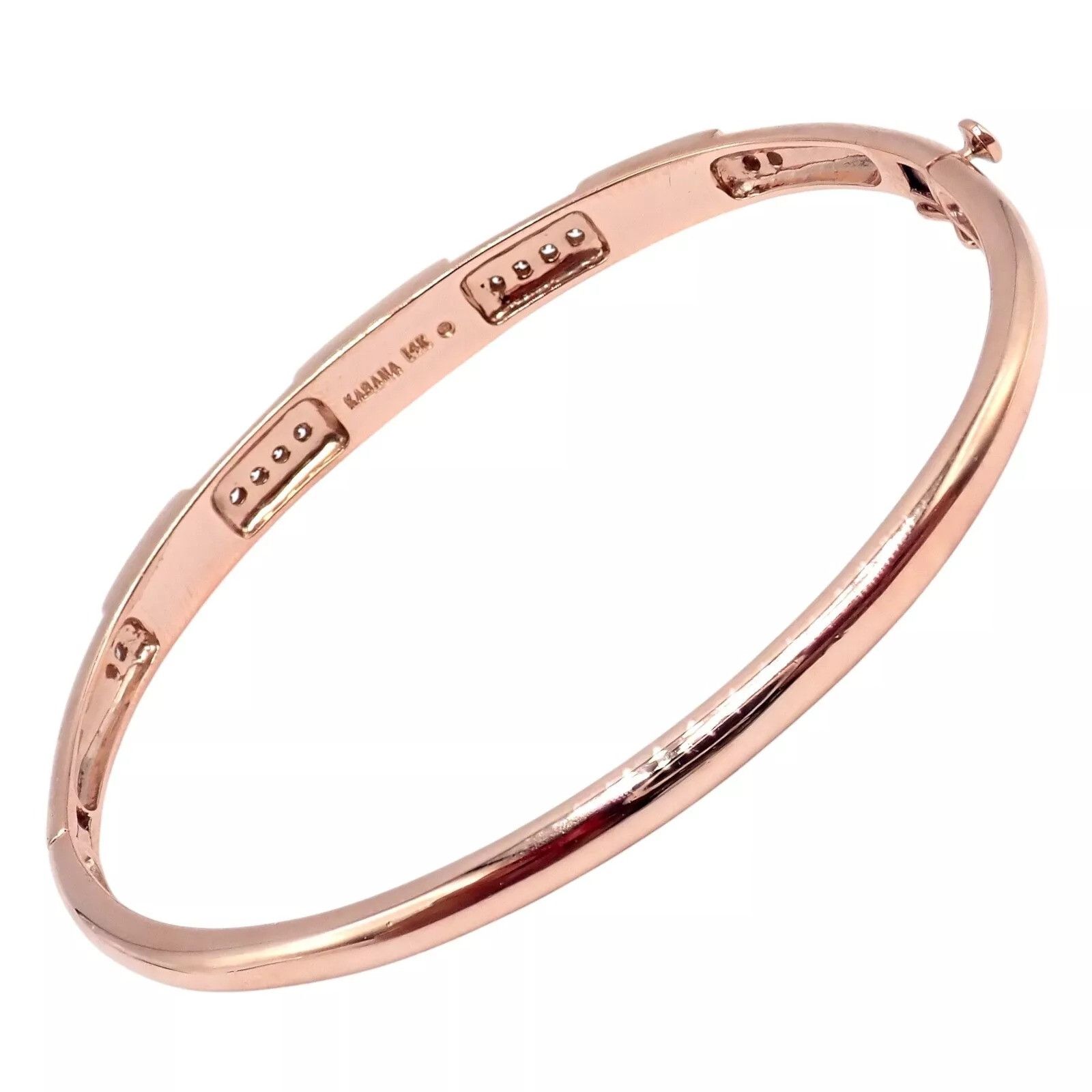 The Unbranded Brand Kabana 14k Rose Gold Diamond Mother of Pearl Bangle Bracelet Size ONE SIZE - 10 Thumbnail