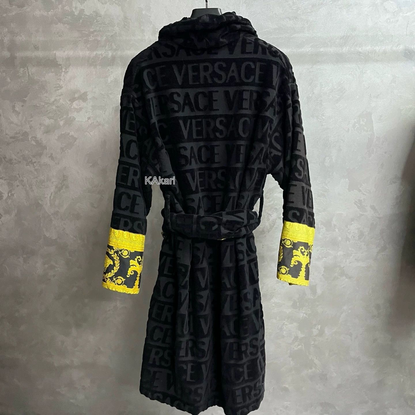 Versace Versace Black Cotton Belted Bathrobe Size US S / EU 44-46 / 1 - 5 Thumbnail