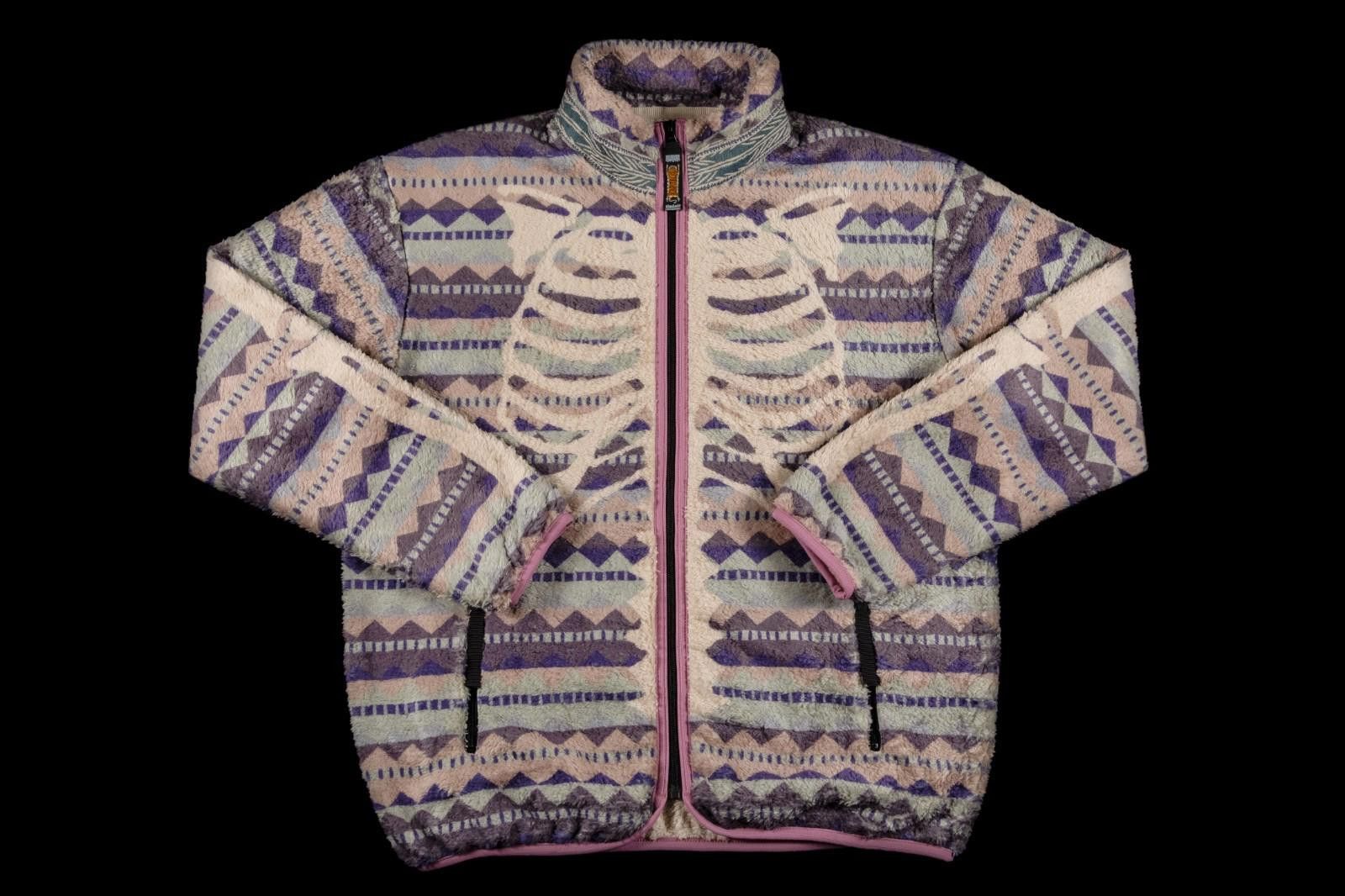 Kapital Kapital Ashland Stripe Bone Pattern Fleece Zip Blouson Size US XL / EU 56 / 4 - 1 Thumbnail